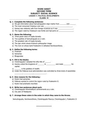 CBSE Worksheets for Class 6 Social Science Political Developments Assignment