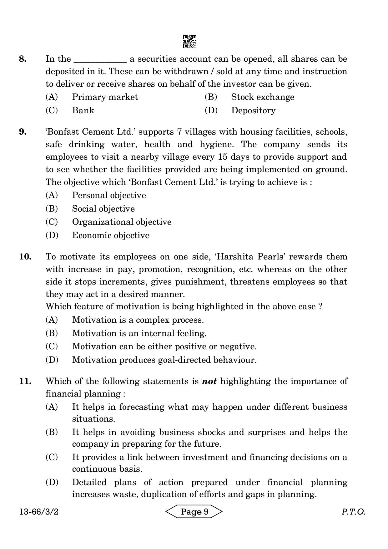 CBSE Class 12 3-2 Bussiness Studies 2024 Question Paper - Page 9