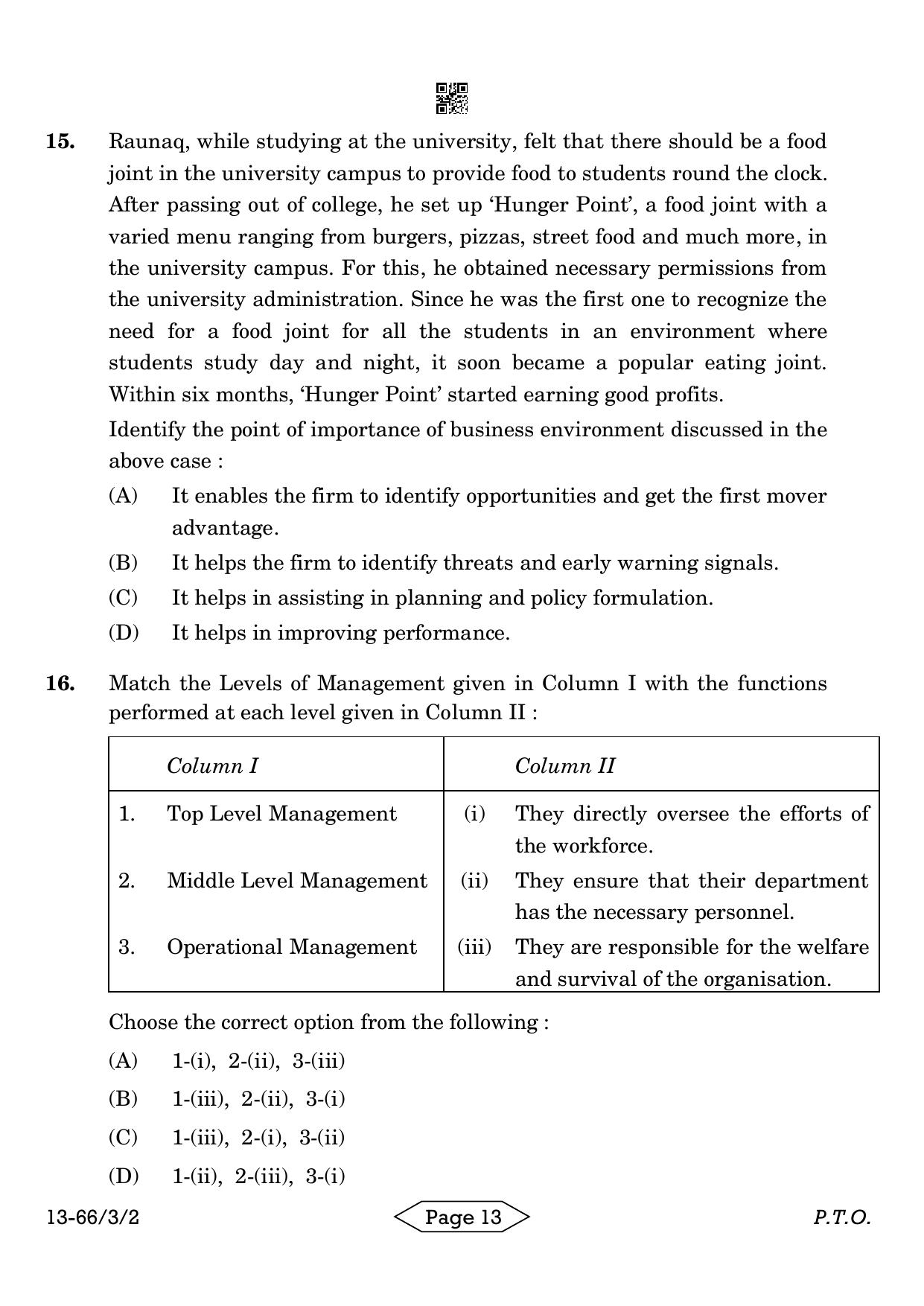 CBSE Class 12 3-2 Bussiness Studies 2024 Question Paper - Page 13