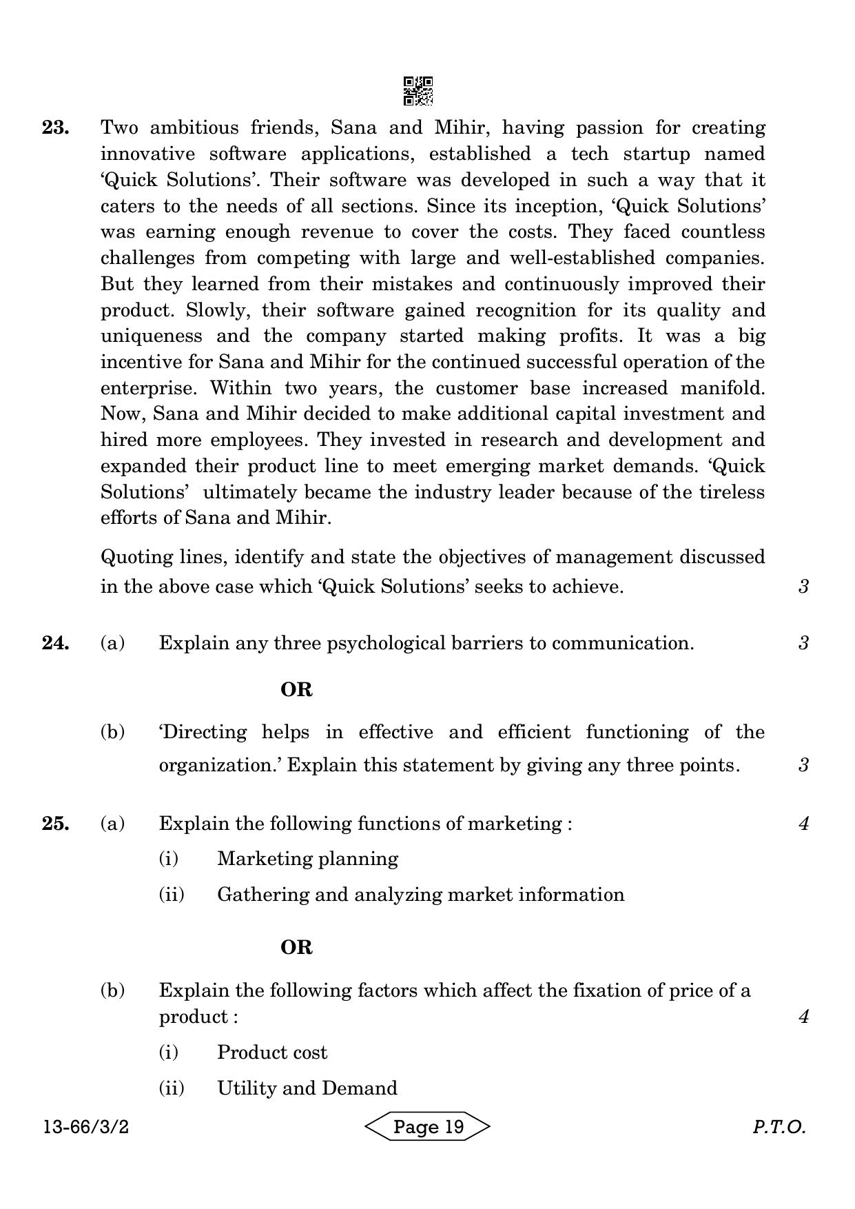 CBSE Class 12 3-2 Bussiness Studies 2024 Question Paper - Page 19