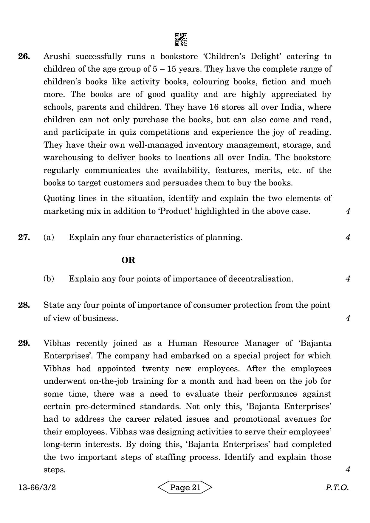 CBSE Class 12 3-2 Bussiness Studies 2024 Question Paper - Page 21