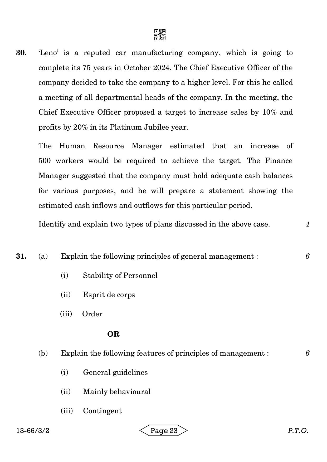 CBSE Class 12 3-2 Bussiness Studies 2024 Question Paper - Page 23
