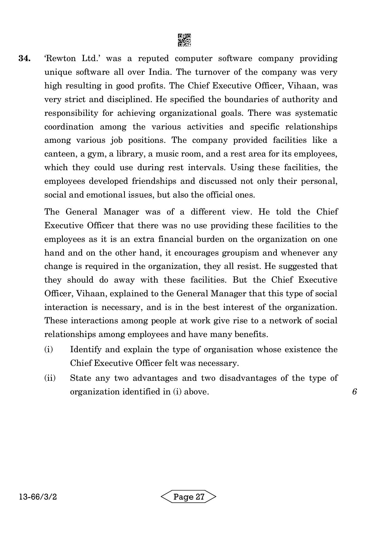 CBSE Class 12 3-2 Bussiness Studies 2024 Question Paper - Page 27