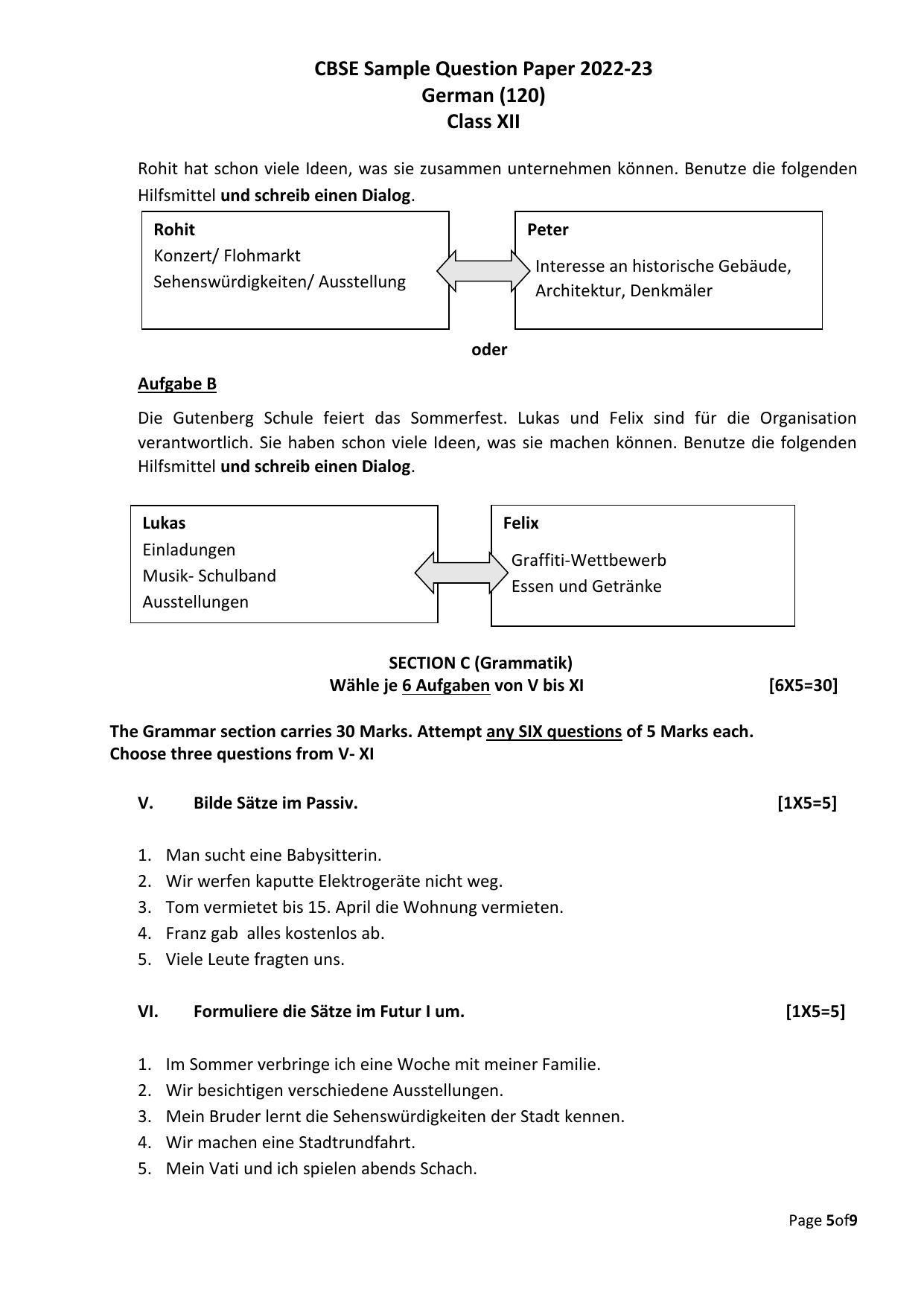 CBSE Class 12 German Sample Paper 2023 - Page 5