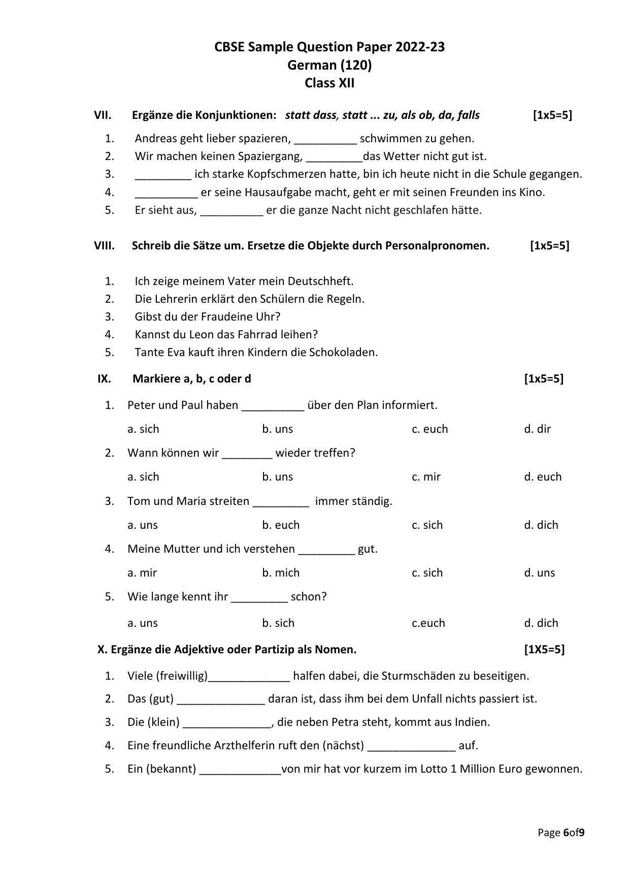 CBSE Class 12 German Sample Paper 2023 - Page 6