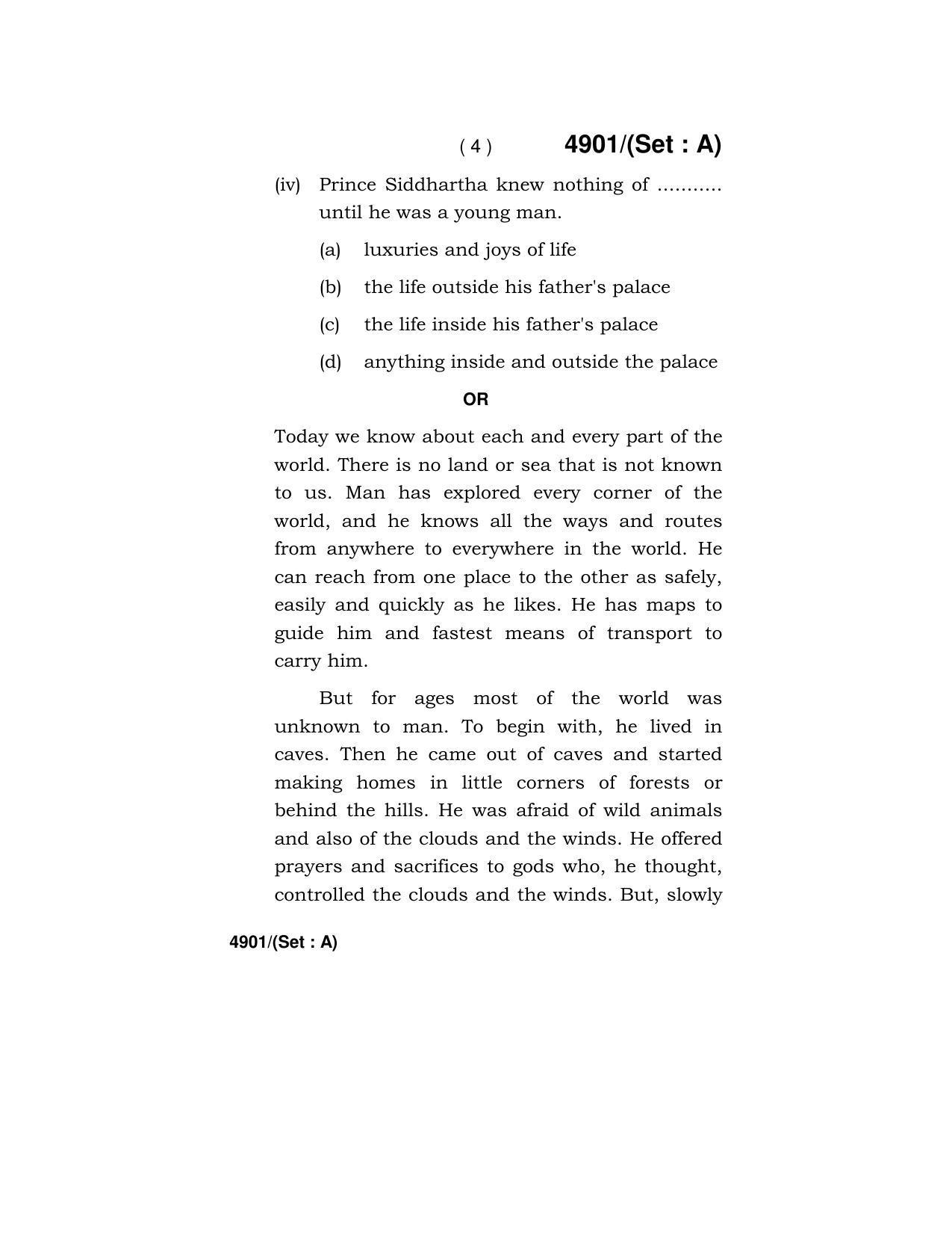 Haryana Board HBSE Class 12 English Core 2020 Question Paper - Page 4