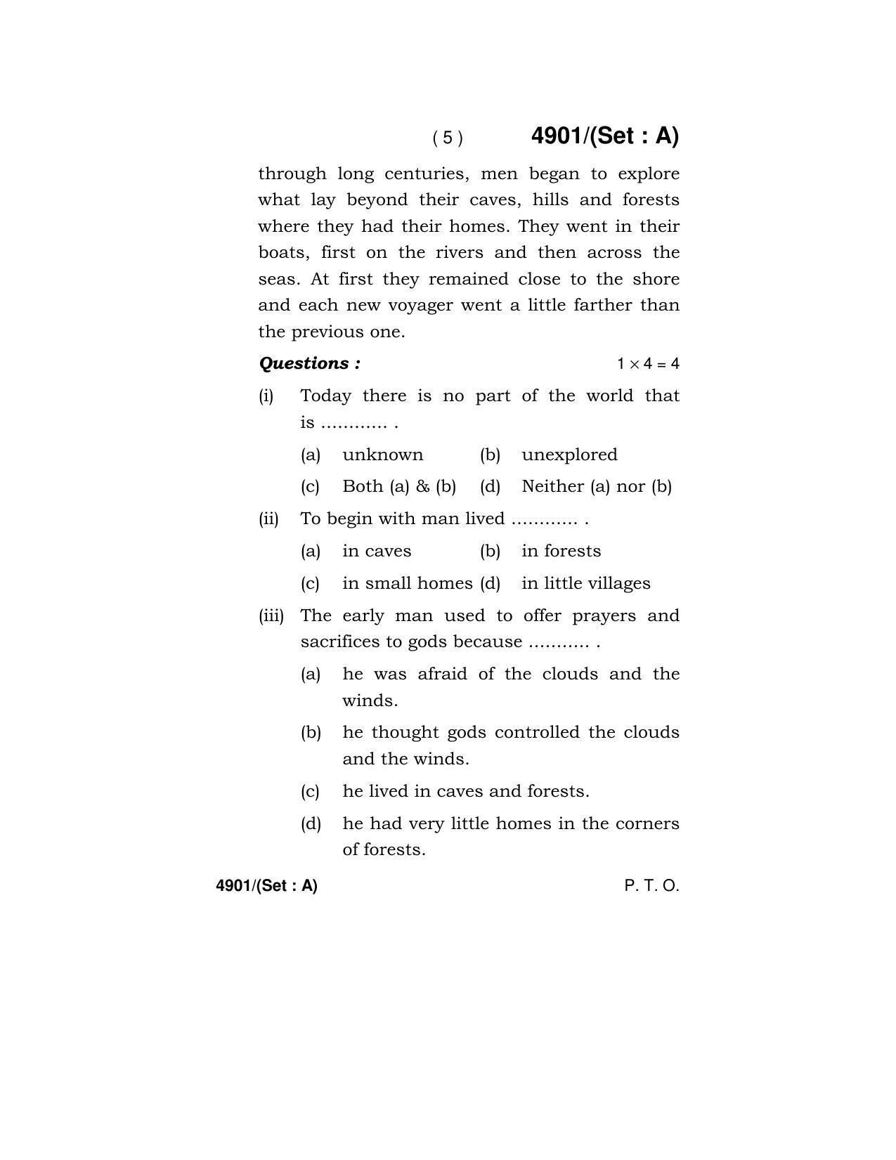 Haryana Board HBSE Class 12 English Core 2020 Question Paper - Page 5