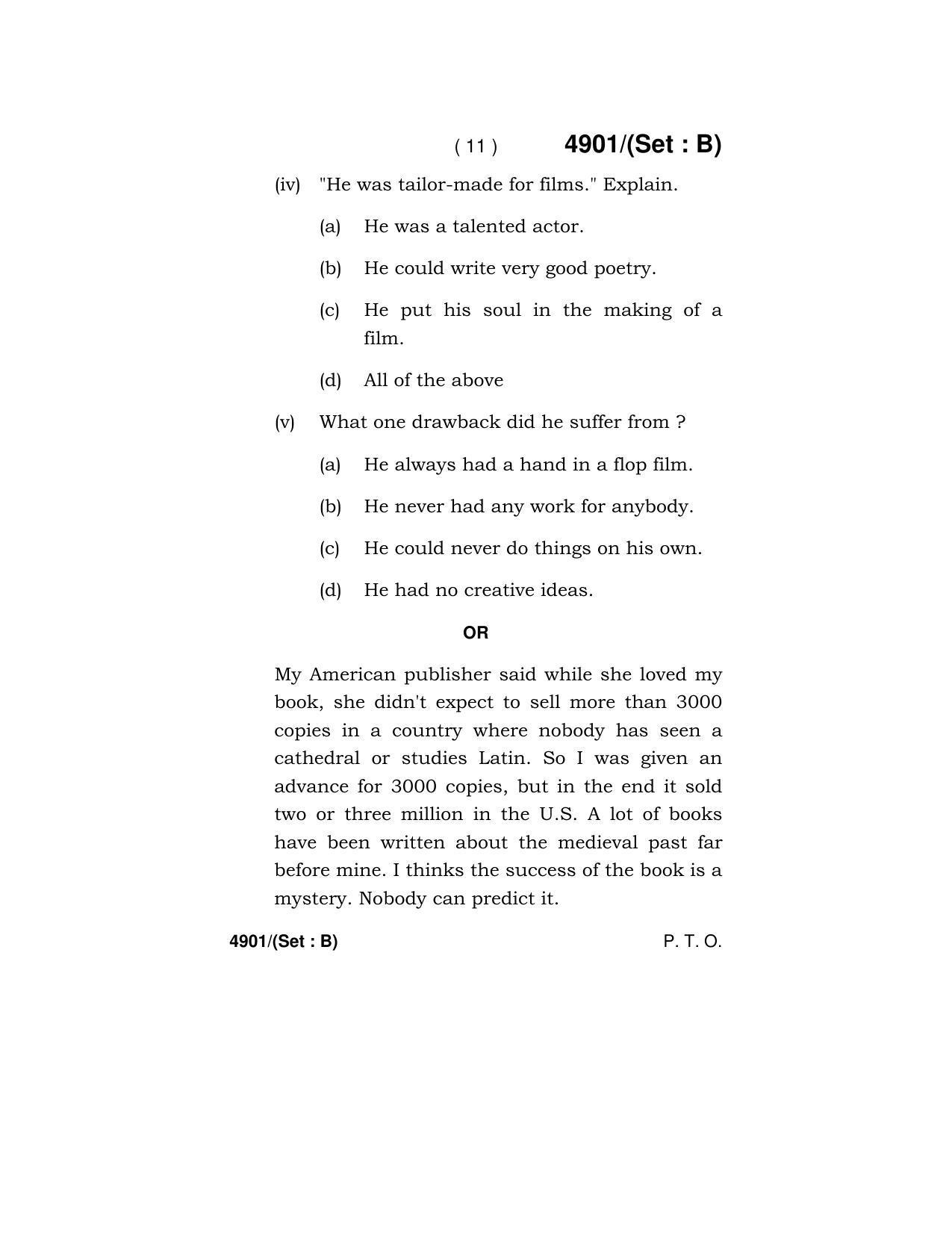 Haryana Board HBSE Class 12 English Core 2020 Question Paper - Page 27