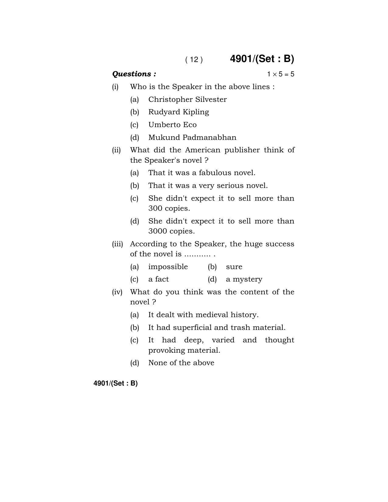 Haryana Board HBSE Class 12 English Core 2020 Question Paper - Page 28