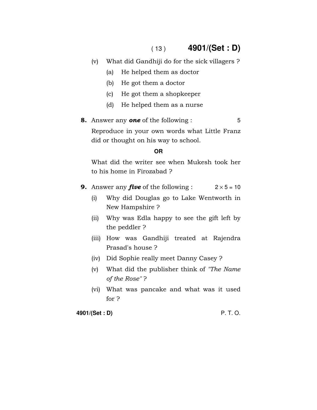 Haryana Board HBSE Class 12 English Core 2020 Question Paper - Page 61