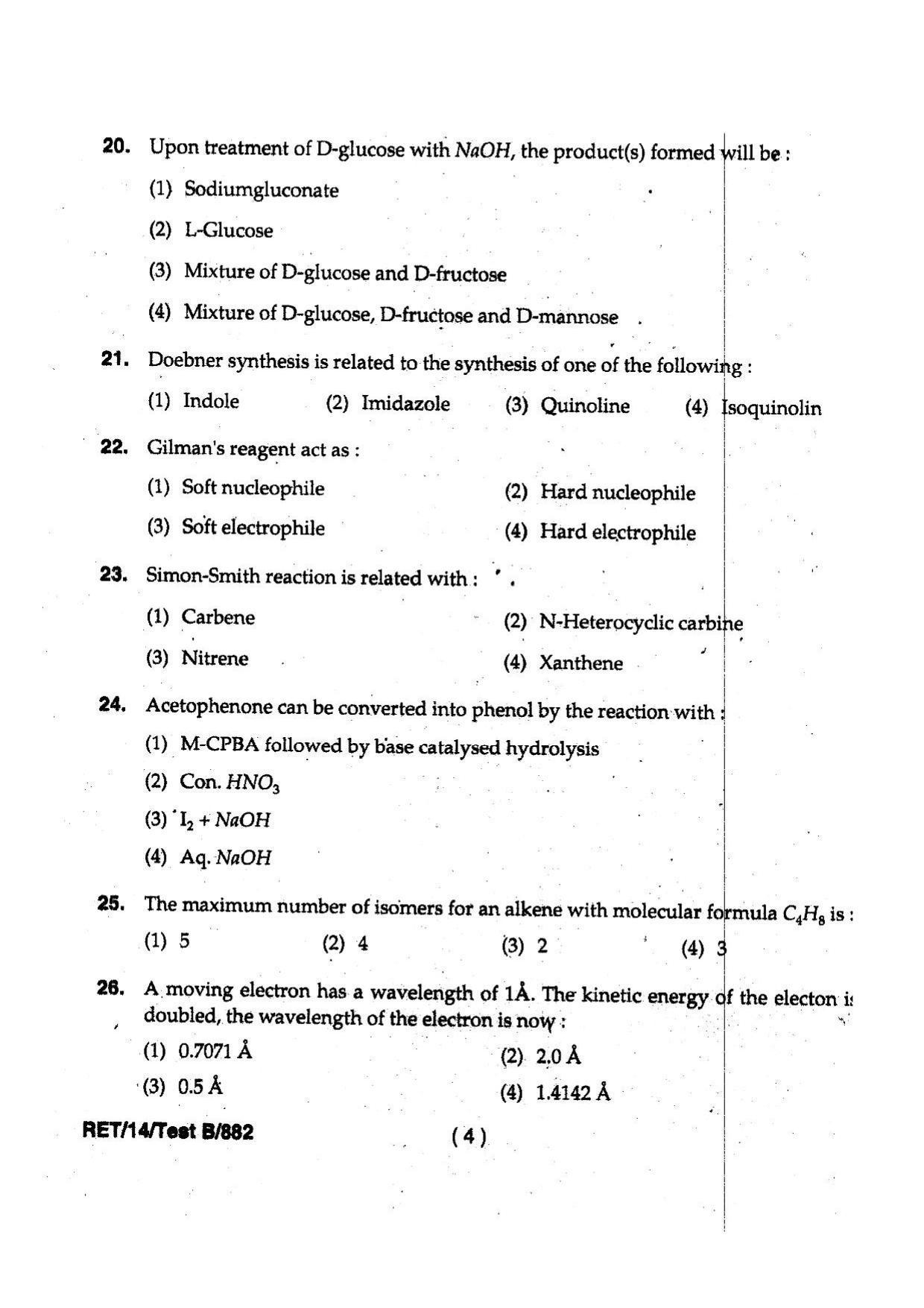 BHU RET Chemistry 2014 Question Paper - Page 6