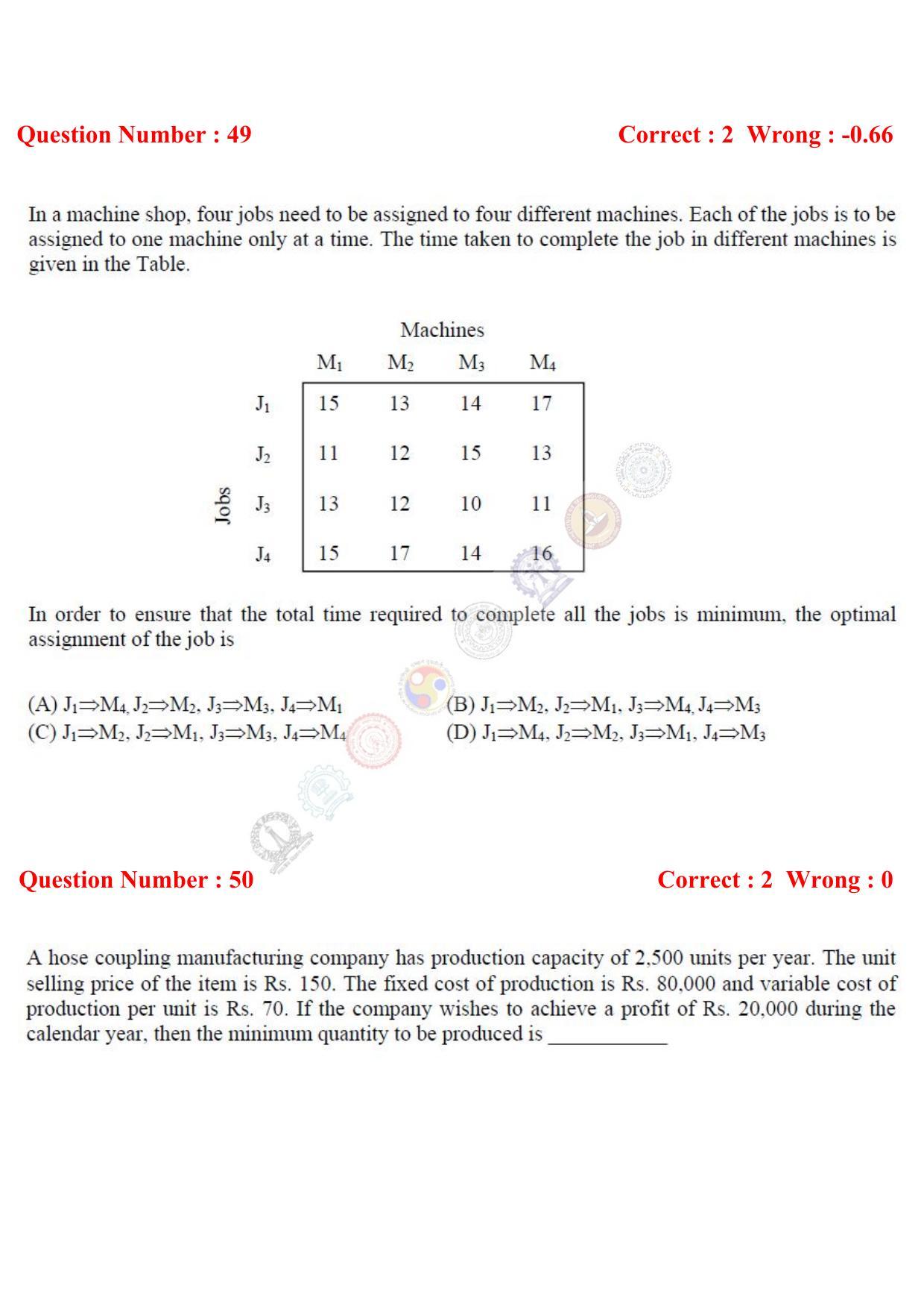GATE 2017 Production and Industrial Engineering (PI) Question Paper with Answer Key - Page 18