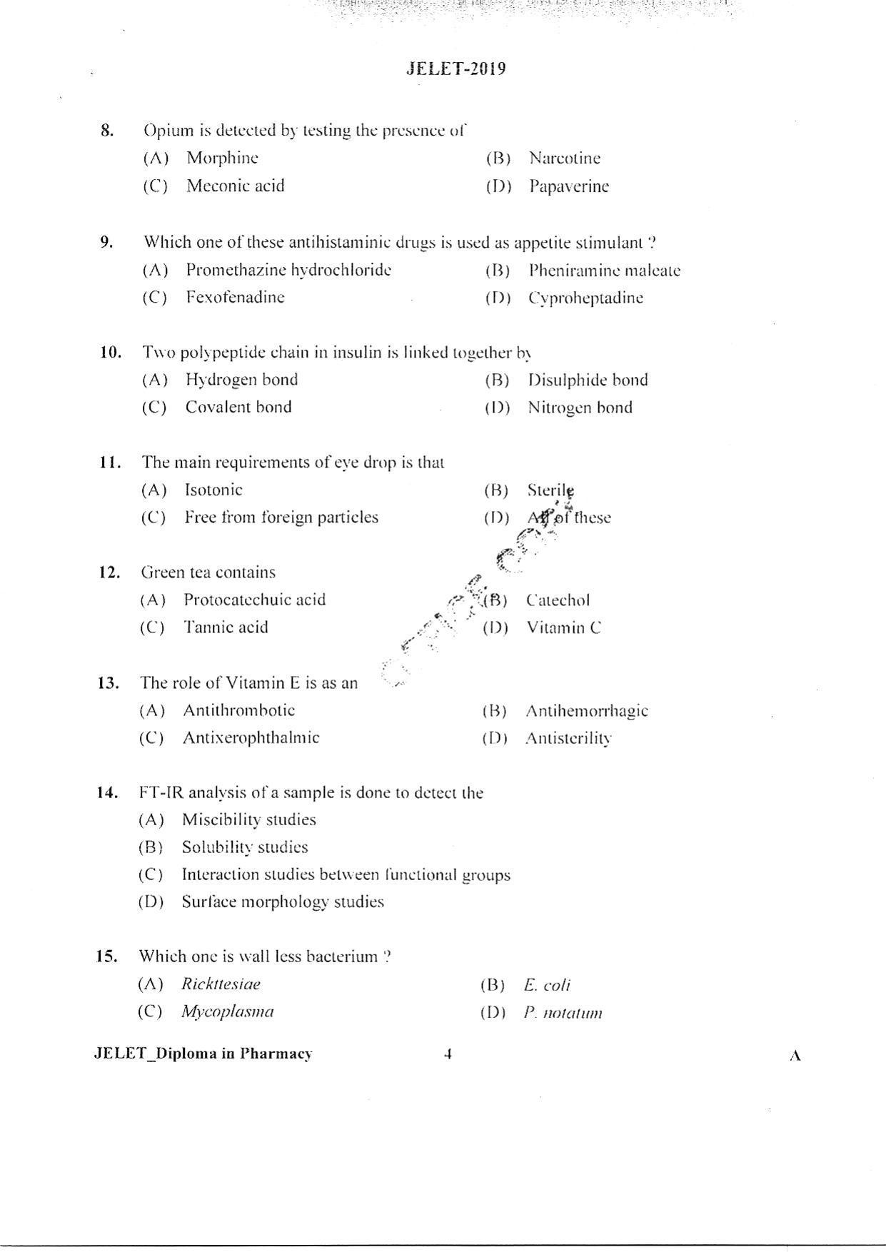 WBJEE JELET 2019 ( Pharmacy ) - Page 3