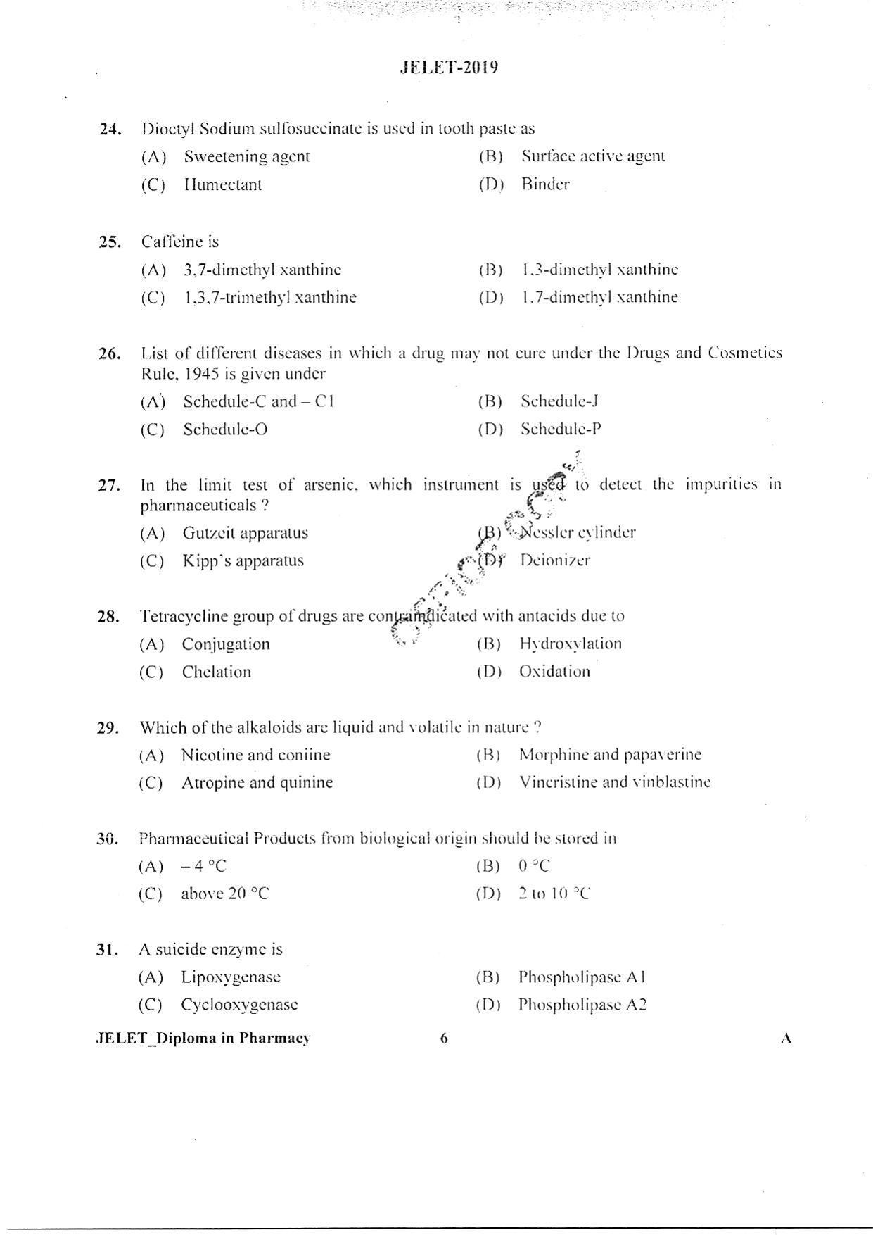 WBJEE JELET 2019 ( Pharmacy ) - Page 5