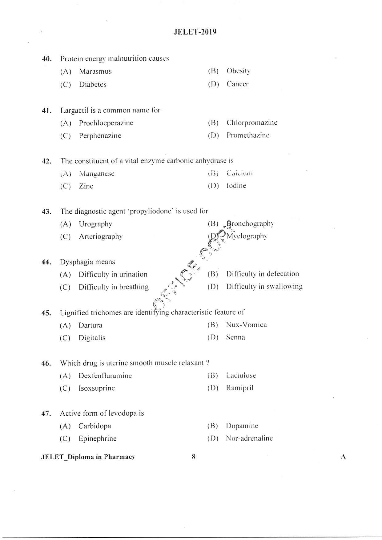 WBJEE JELET 2019 ( Pharmacy ) - Page 7