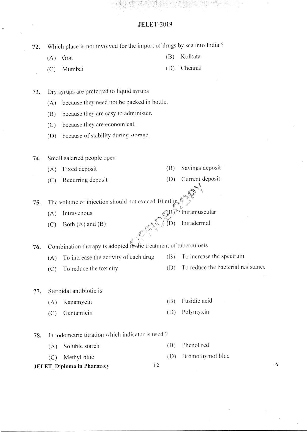 WBJEE JELET 2019 ( Pharmacy ) - Page 11