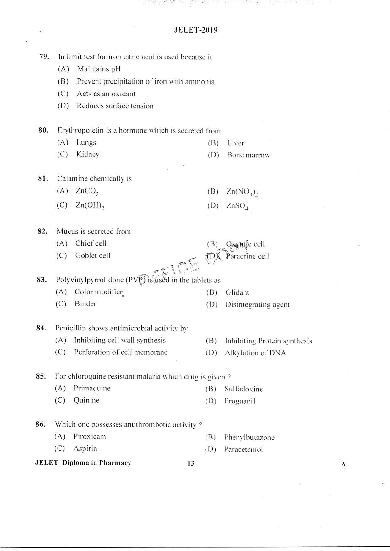 WBJEE JELET 2019 ( Pharmacy ) - Page 12