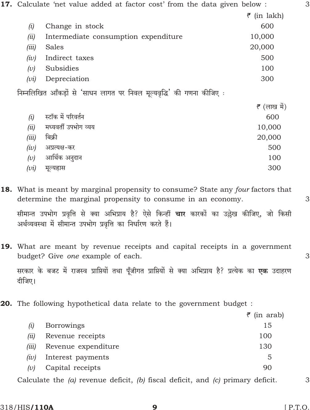 NIOS October 2016 Class 12 Economics Question Paper - Page 9