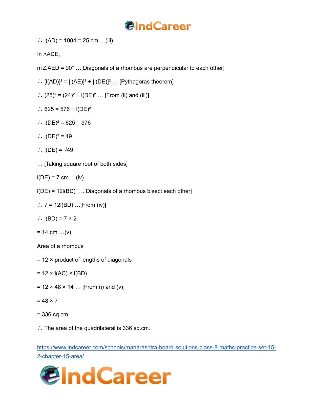 Maharashtra Board Solutions Class 8-Maths (Practice Set 15.2): Chapter 15- Area - Page 4