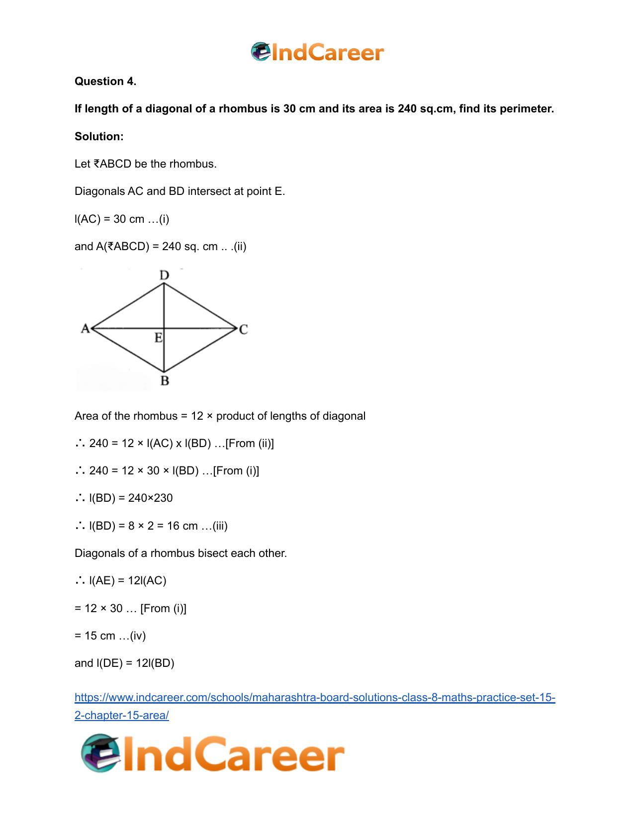 Maharashtra Board Solutions Class 8-Maths (Practice Set 15.2): Chapter 15- Area - Page 5