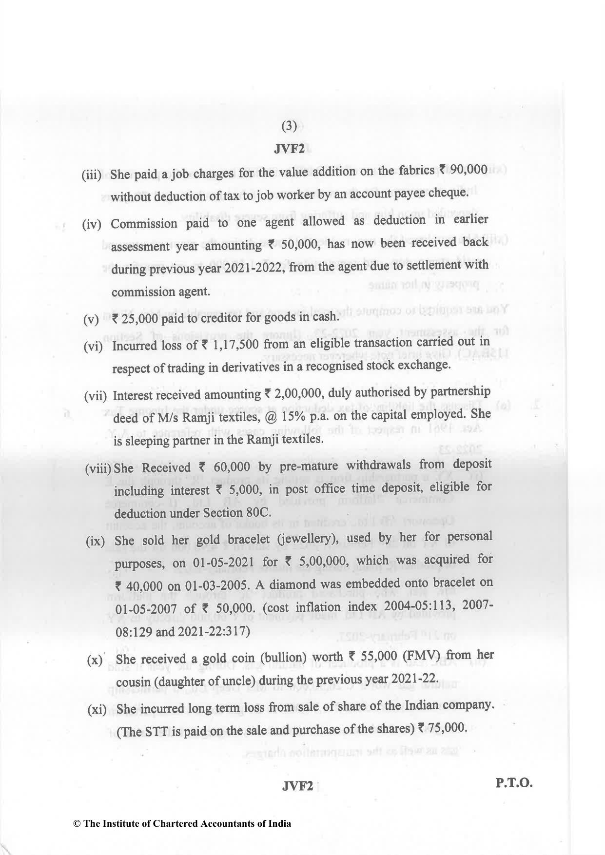 CA Inter May 2022 Question Paper - Paper 4 – Taxation - Page 3