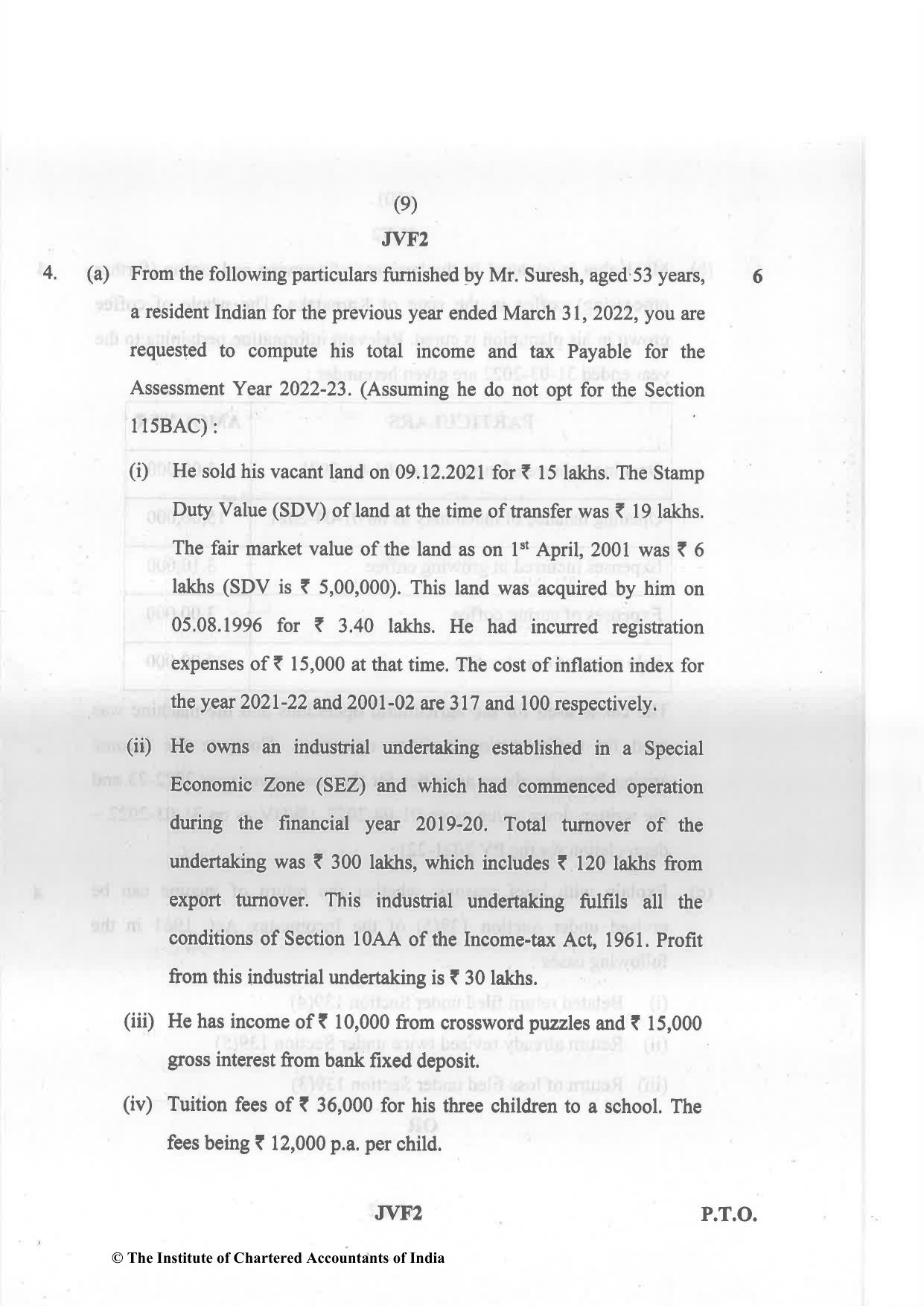 CA Inter May 2022 Question Paper - Paper 4 – Taxation - Page 9