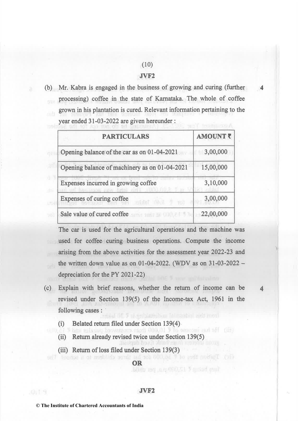 CA Inter May 2022 Question Paper - Paper 4 – Taxation - Page 10