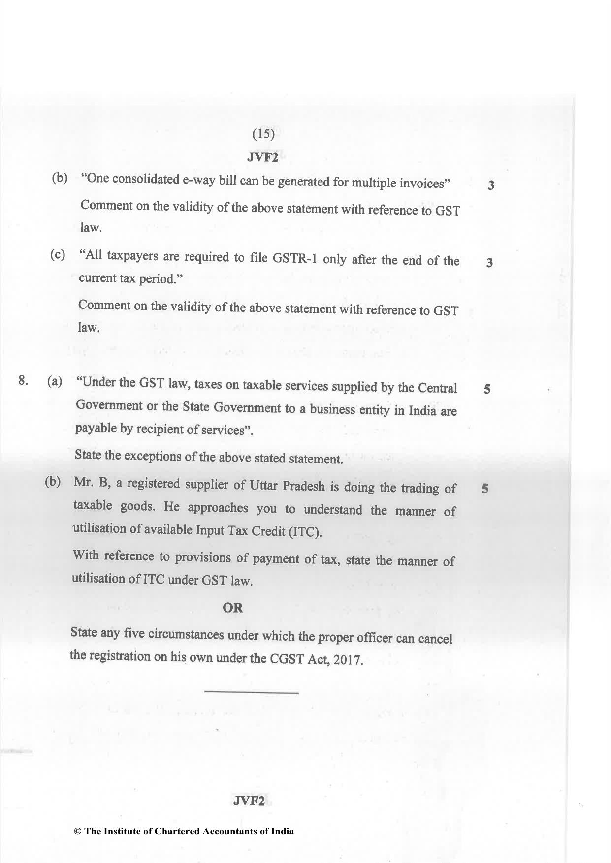 CA Inter May 2022 Question Paper - Paper 4 – Taxation - Page 15