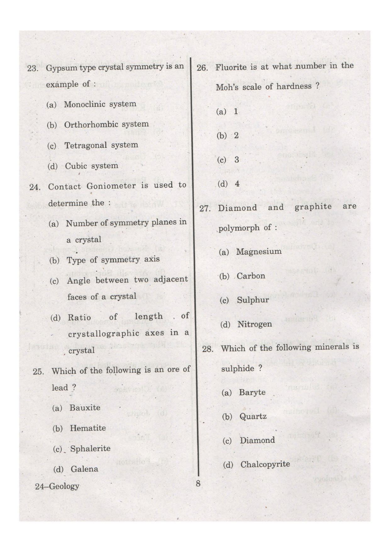 URATPG Geology 2013 Question Paper - Page 9