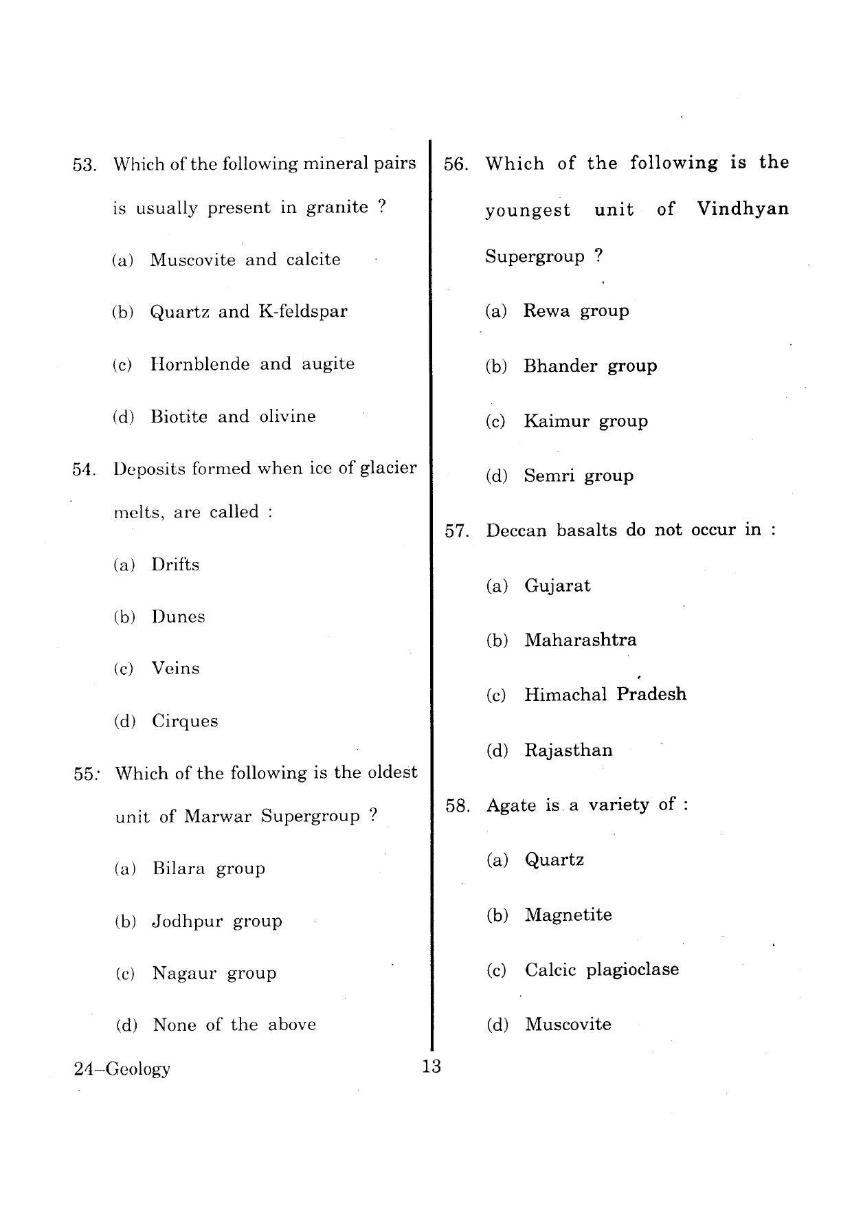 URATPG Geology 2013 Question Paper - Page 13