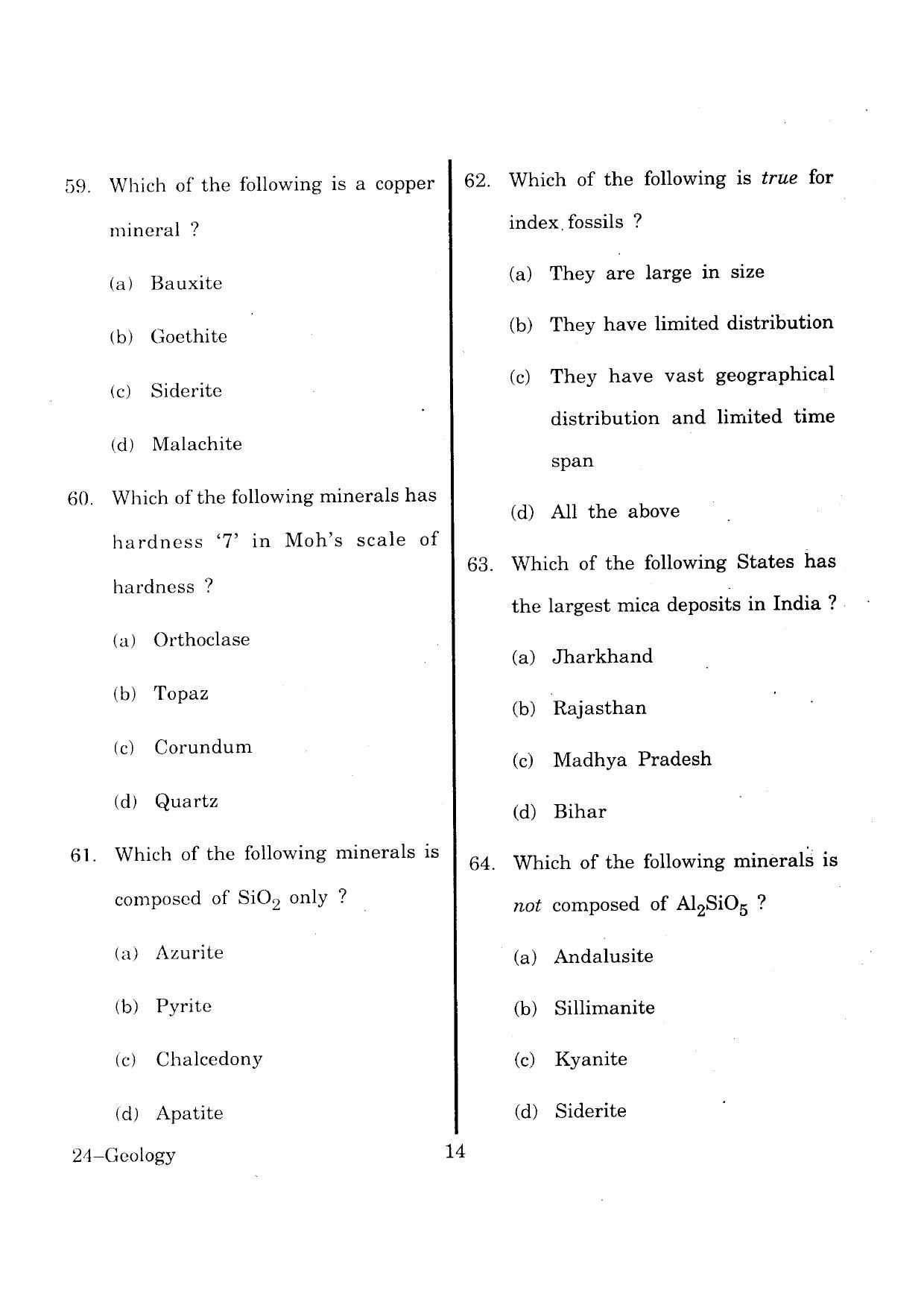 URATPG Geology 2013 Question Paper - Page 14