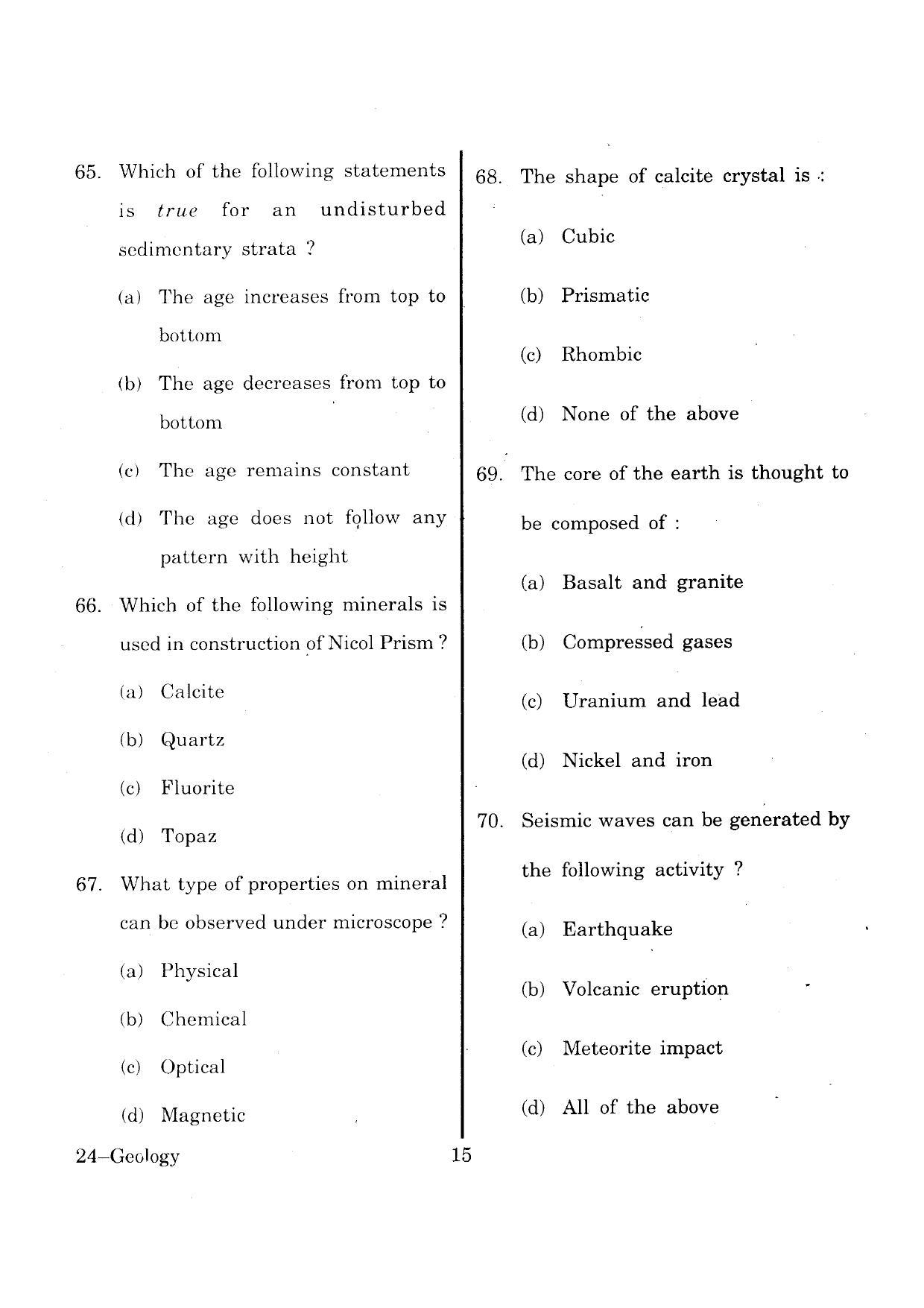 URATPG Geology 2013 Question Paper - Page 15