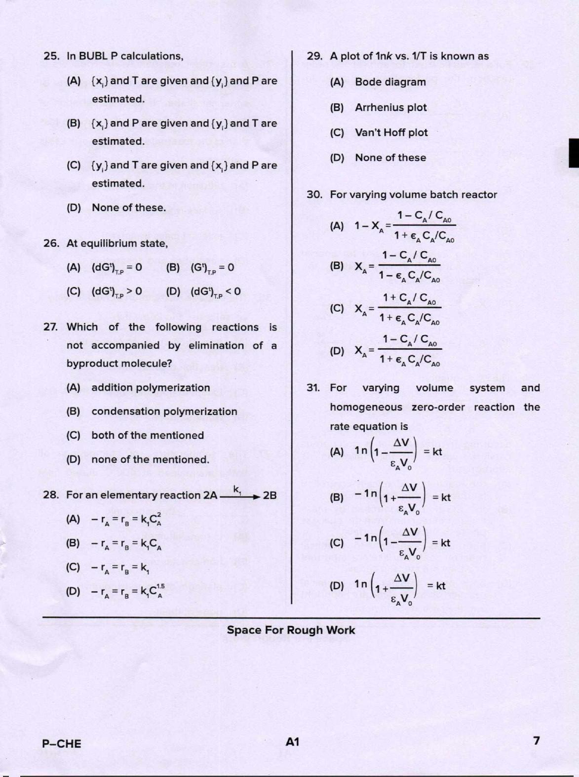 Karnataka PGCET 2020 Chemical Engineering Question Paper - Page 7
