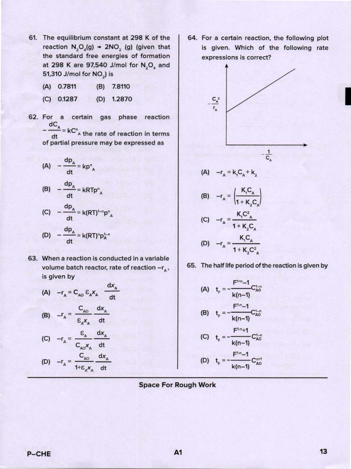 Karnataka PGCET 2020 Chemical Engineering Question Paper - Page 13