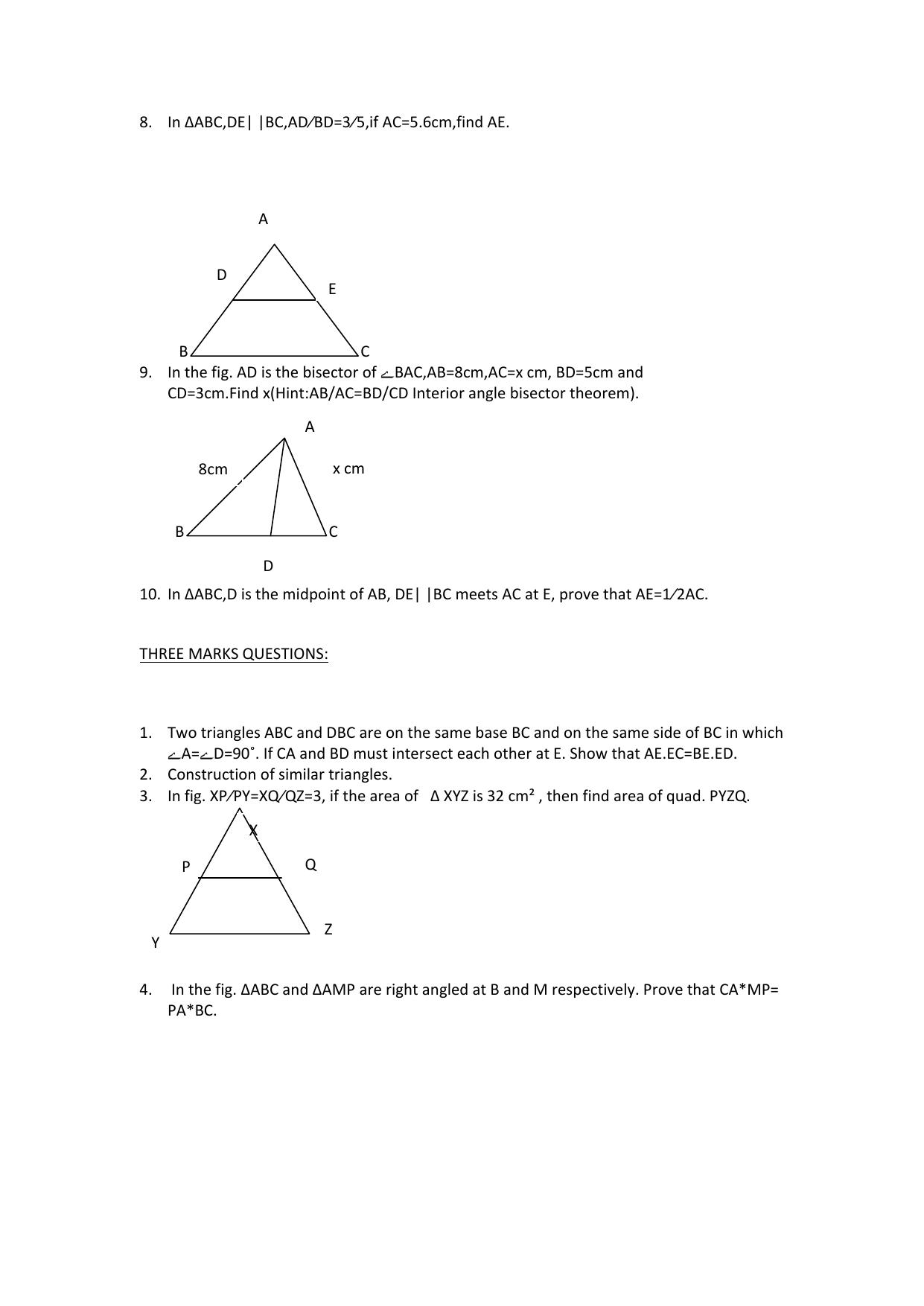 CBSE Worksheets for Class 10 Maths Triangles Assignment 2 - Page 4