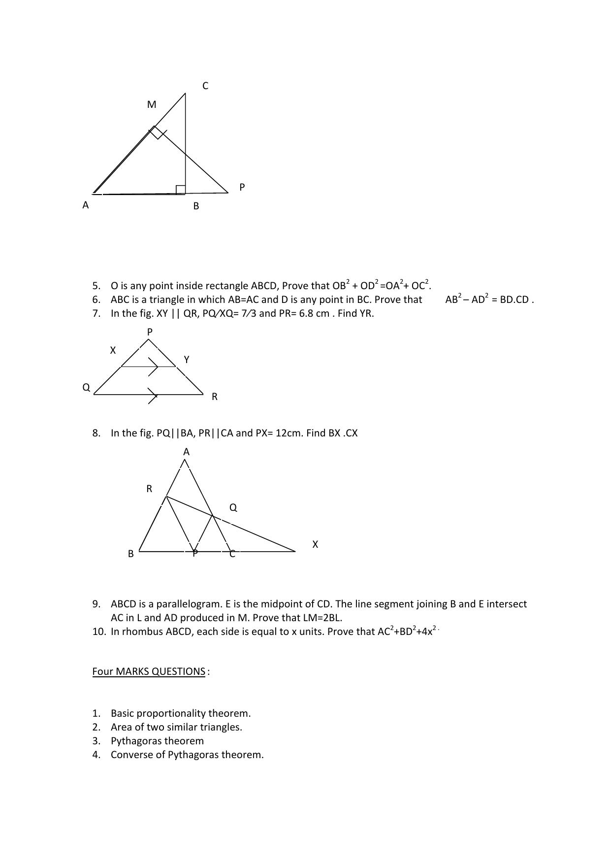 CBSE Worksheets for Class 10 Maths Triangles Assignment 2 - Page 5