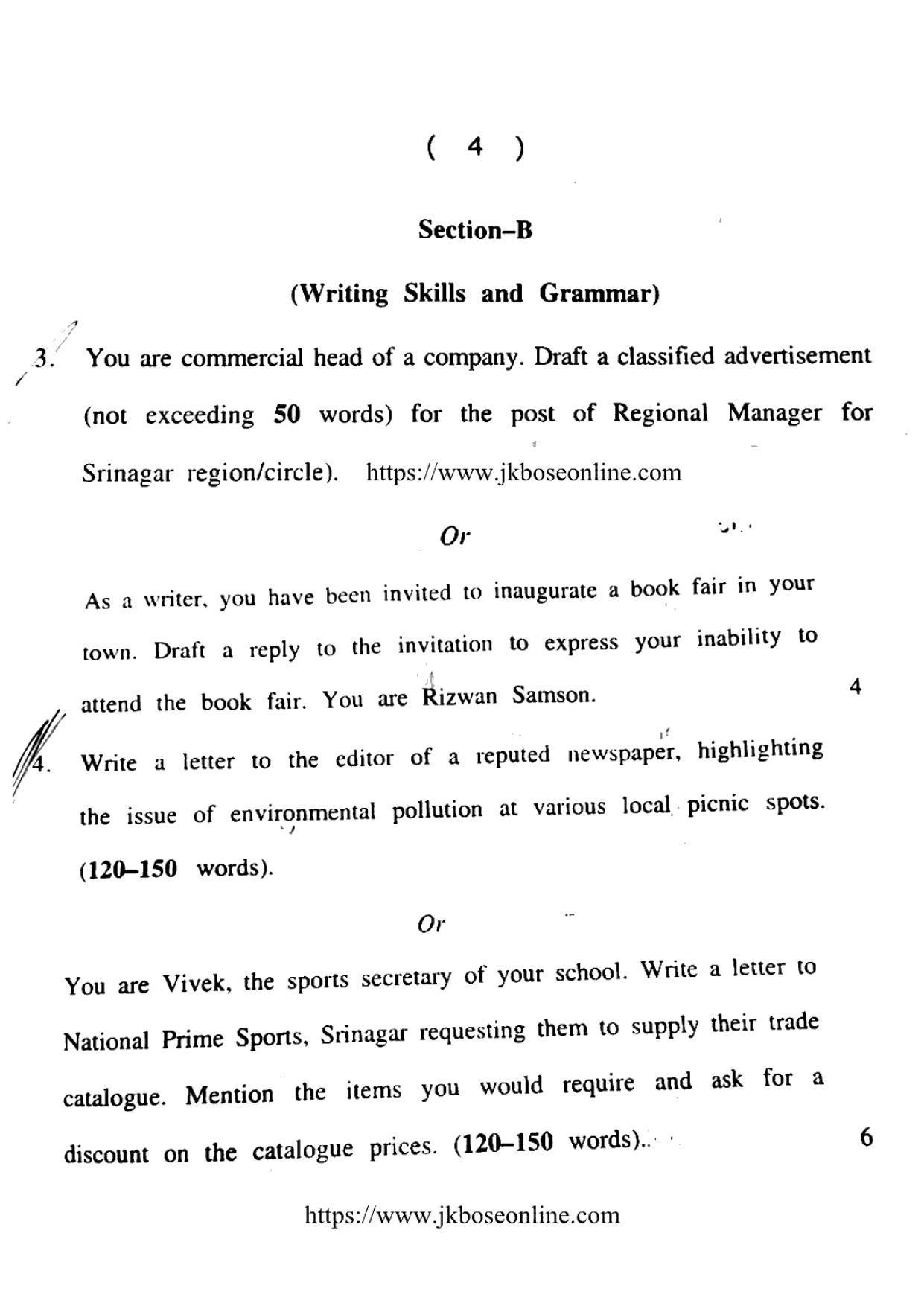 JKBOSE Class 12 English 5000-B Question Papers 2021 - Page 4
