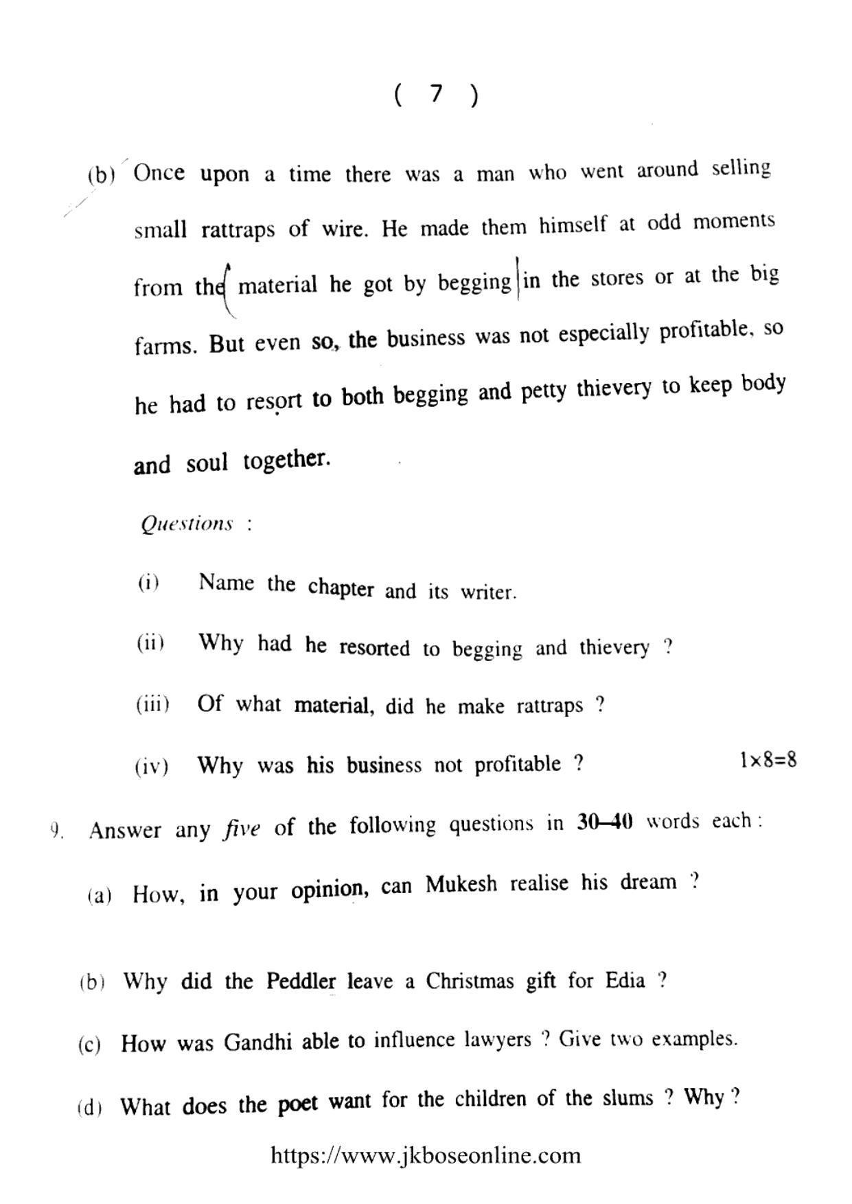 JKBOSE Class 12 English 5000-B Question Papers 2021 - Page 7