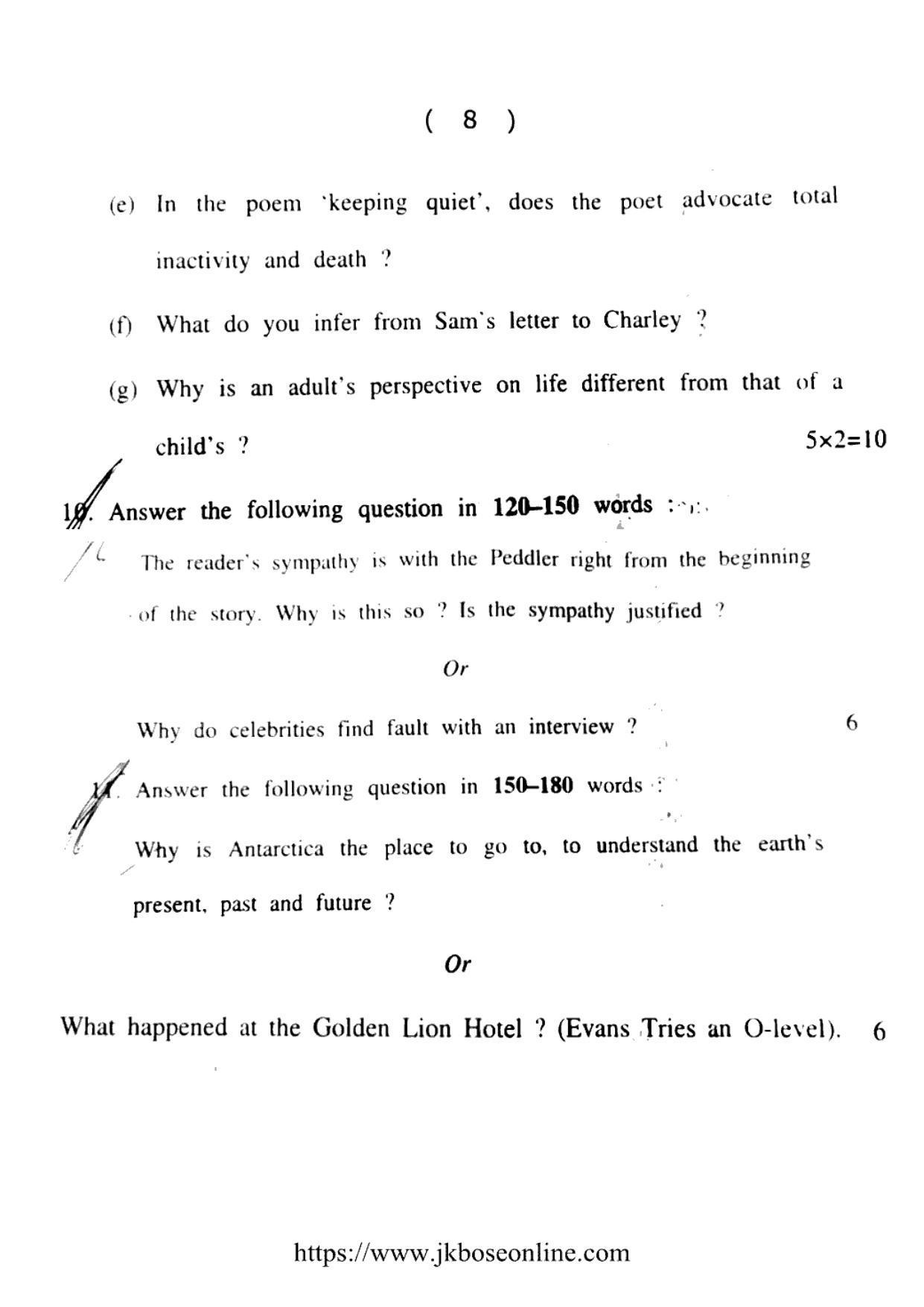 JKBOSE Class 12 English 5000-B Question Papers 2021 - Page 8