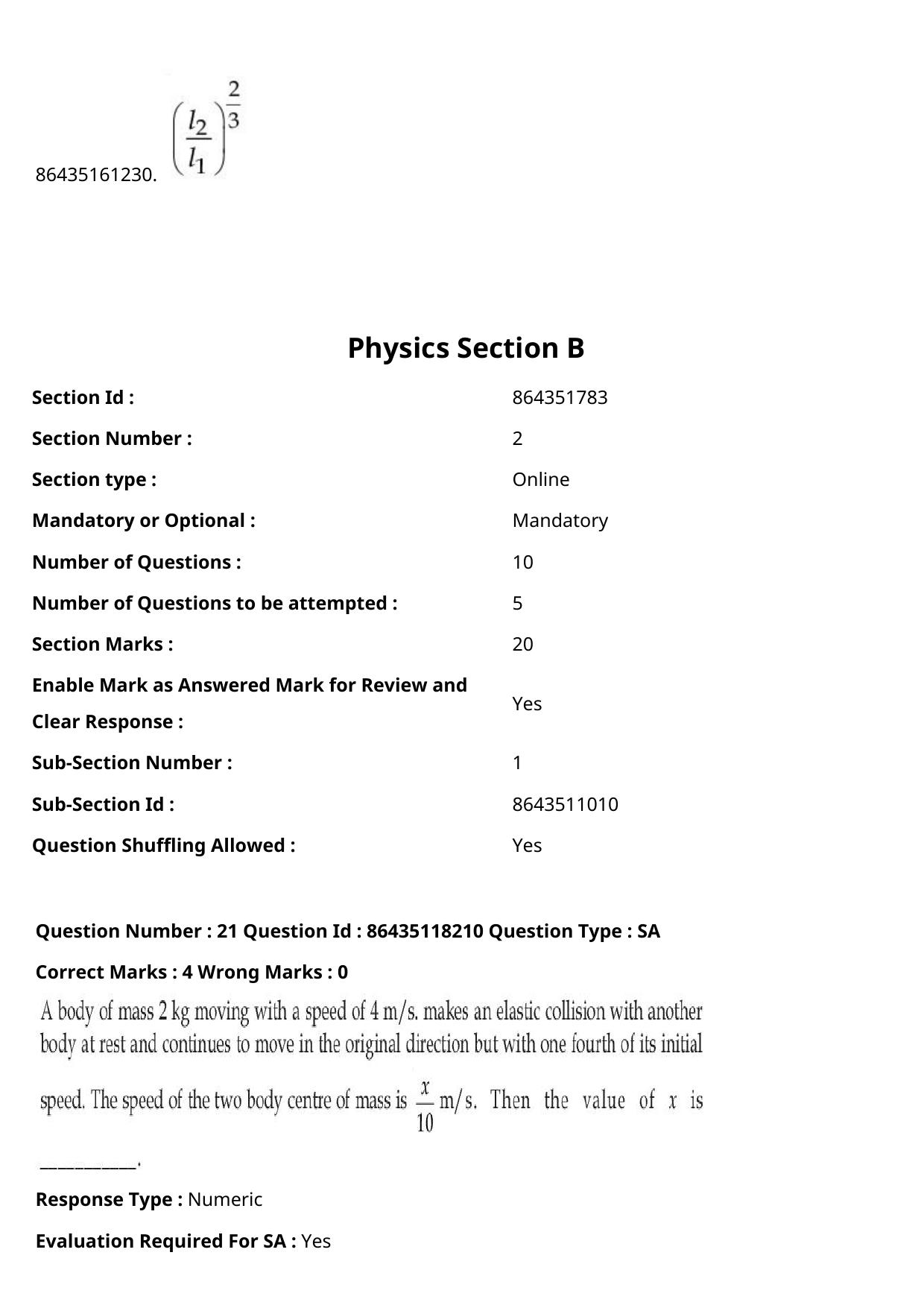 JEE Mains 2021: BTech (Shift 1) 25-07-2021 Question Paper - Page 17