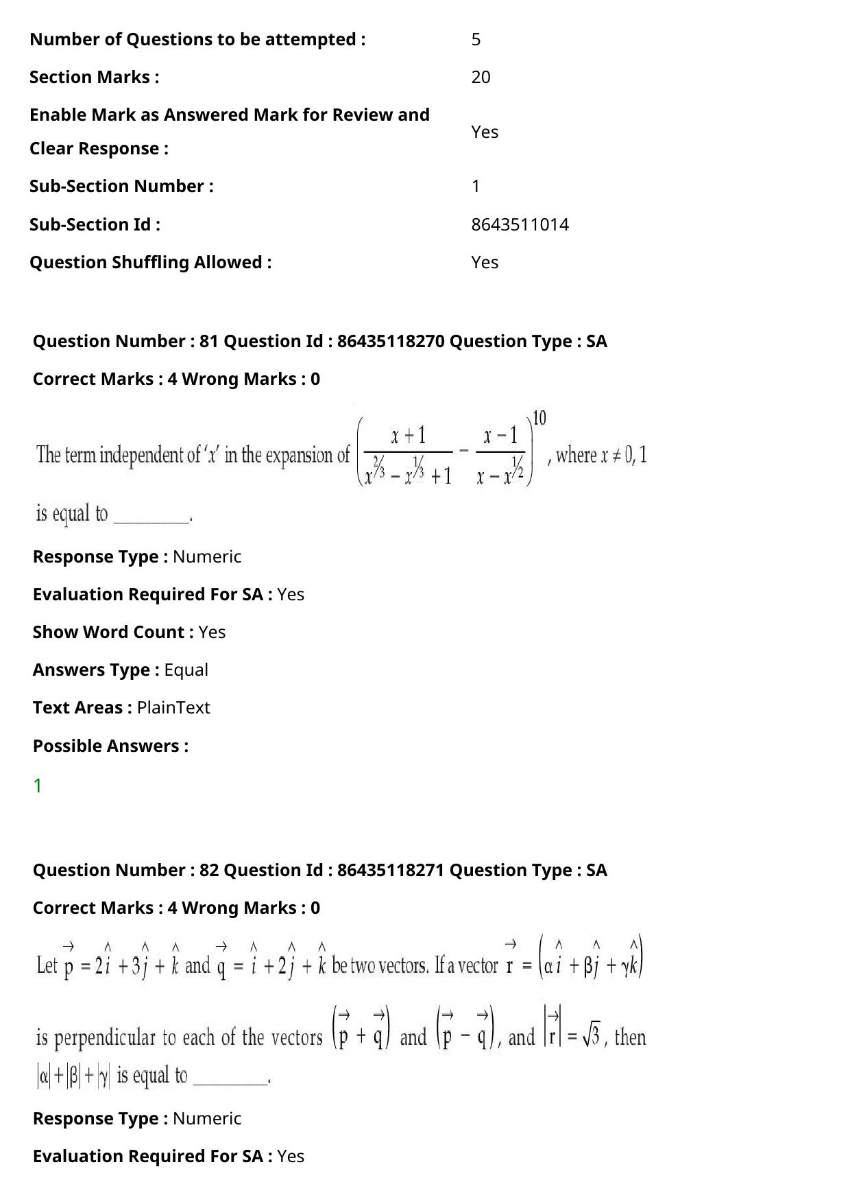 JEE Mains 2021: BTech (Shift 1) 25-07-2021 Question Paper - Page 56
