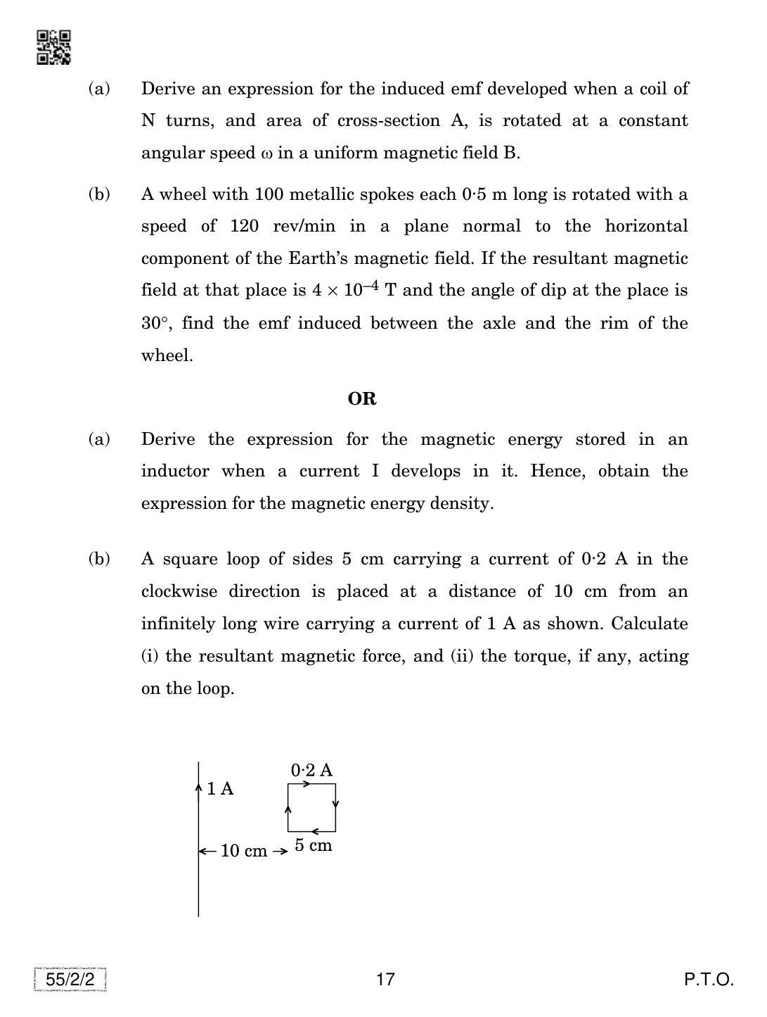 CBSE Class 12 55-2-2 Physics 2019 Question Paper - Page 17