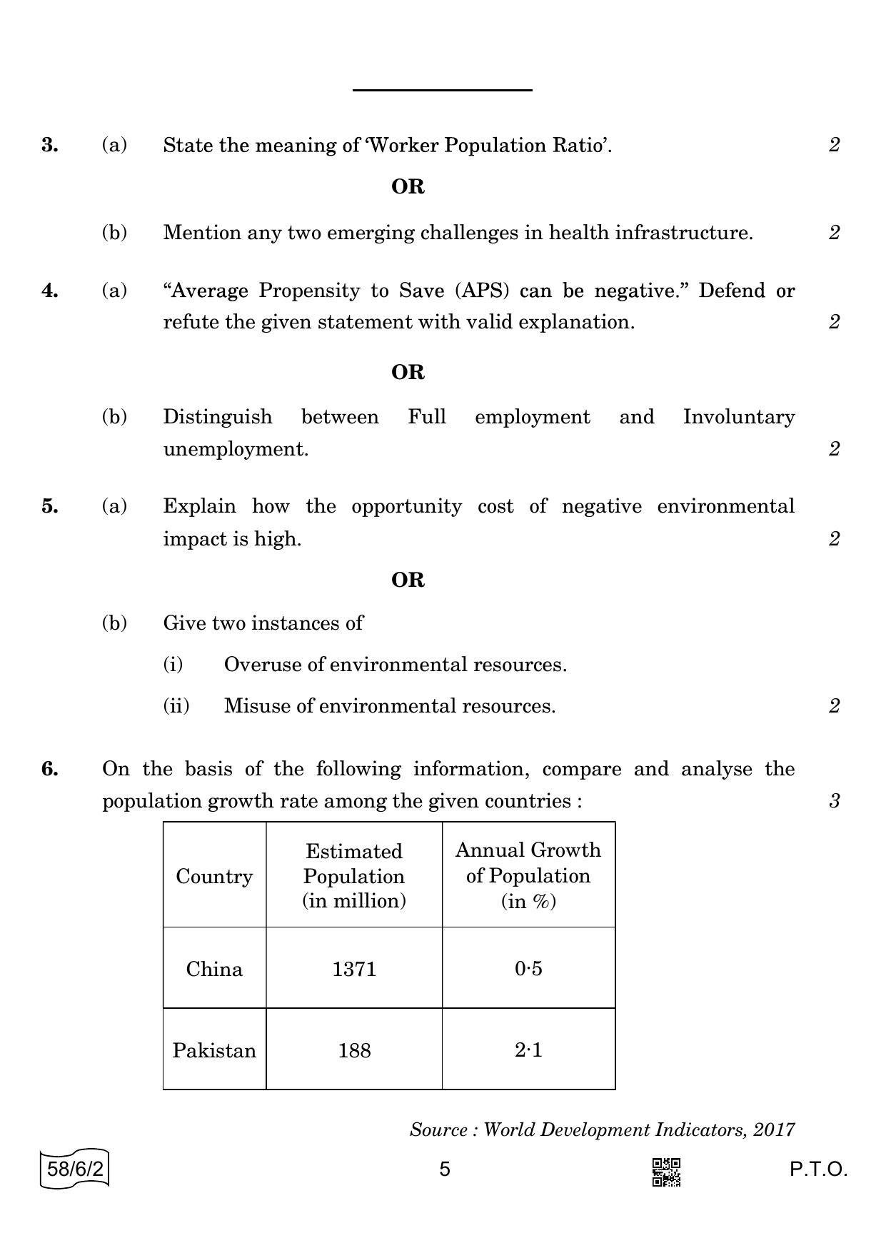 CBSE Class 12 58-6-2 ECONOMICS 2022 Compartment Question Paper - Page 5