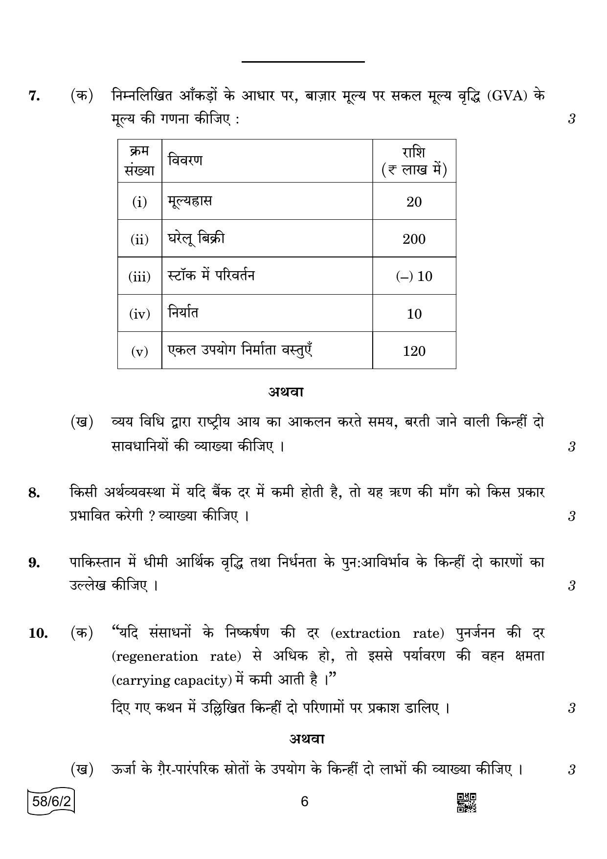 CBSE Class 12 58-6-2 ECONOMICS 2022 Compartment Question Paper - Page 6