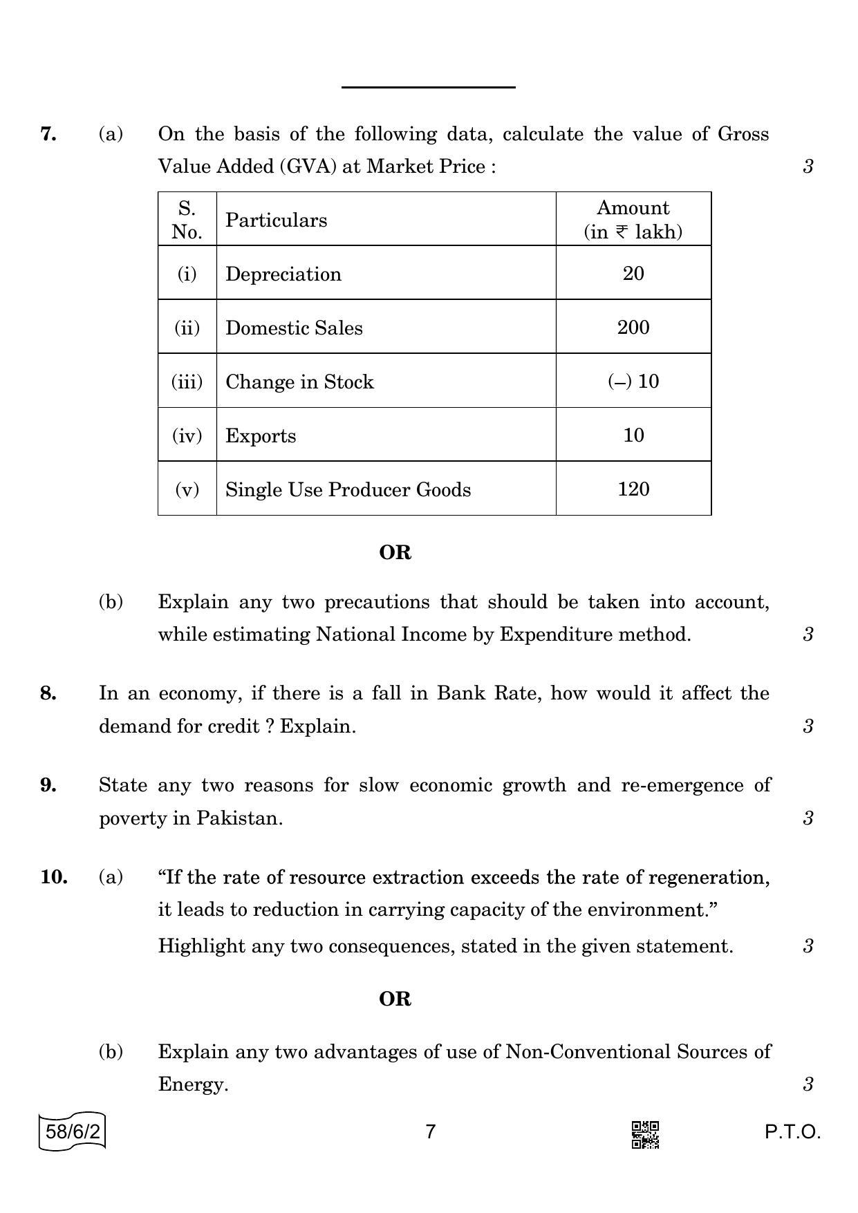 CBSE Class 12 58-6-2 ECONOMICS 2022 Compartment Question Paper - Page 7
