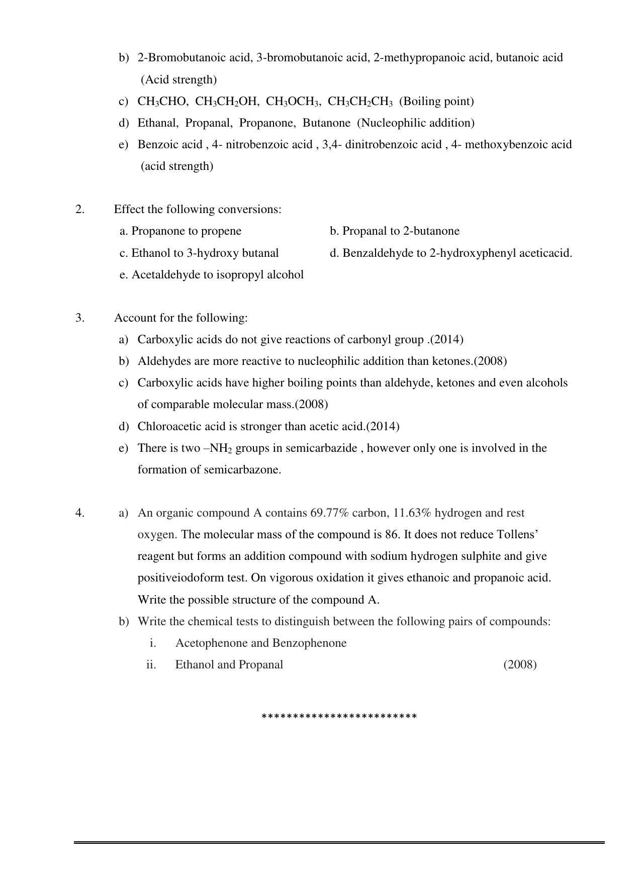 CBSE Class 12 Chemistry Aldehydes, Ketones and Carboxylic Acids Worksheets - Page 2