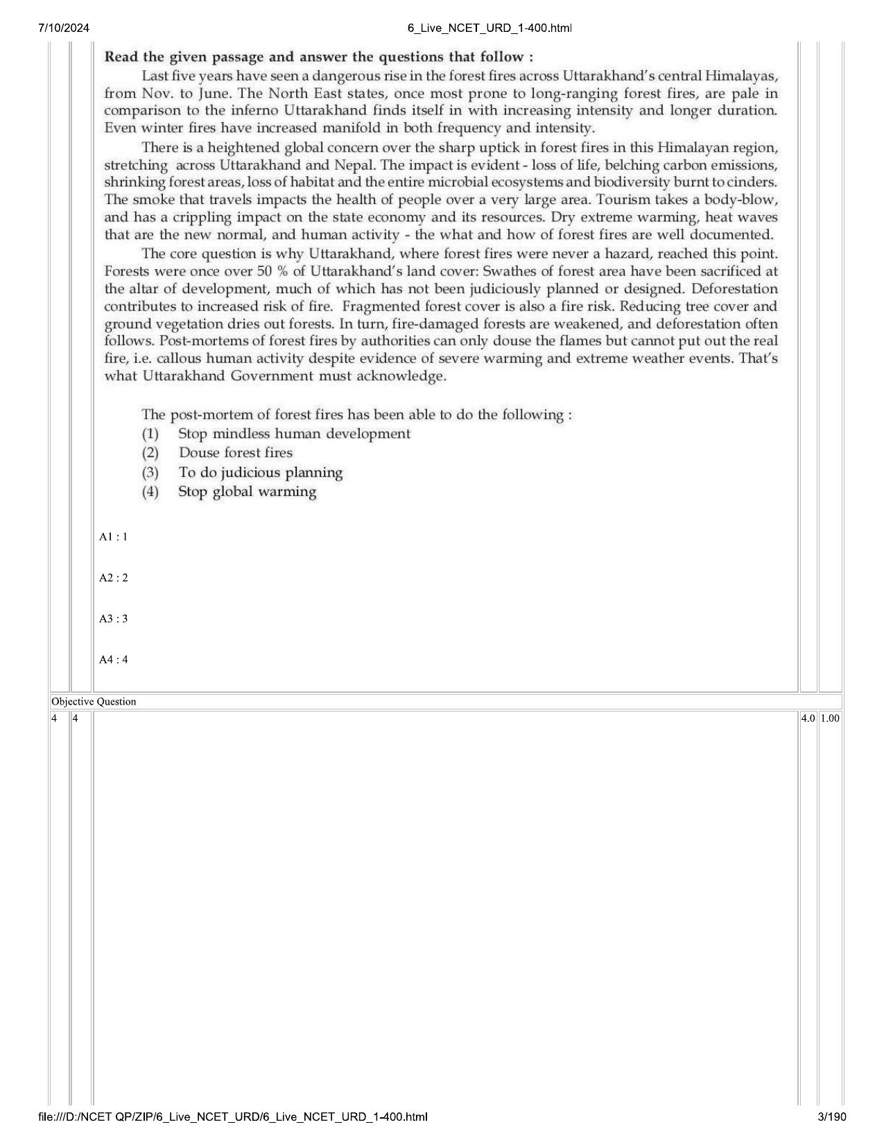 NCET 2024 Question Paper (Q 1-400) - Page 3
