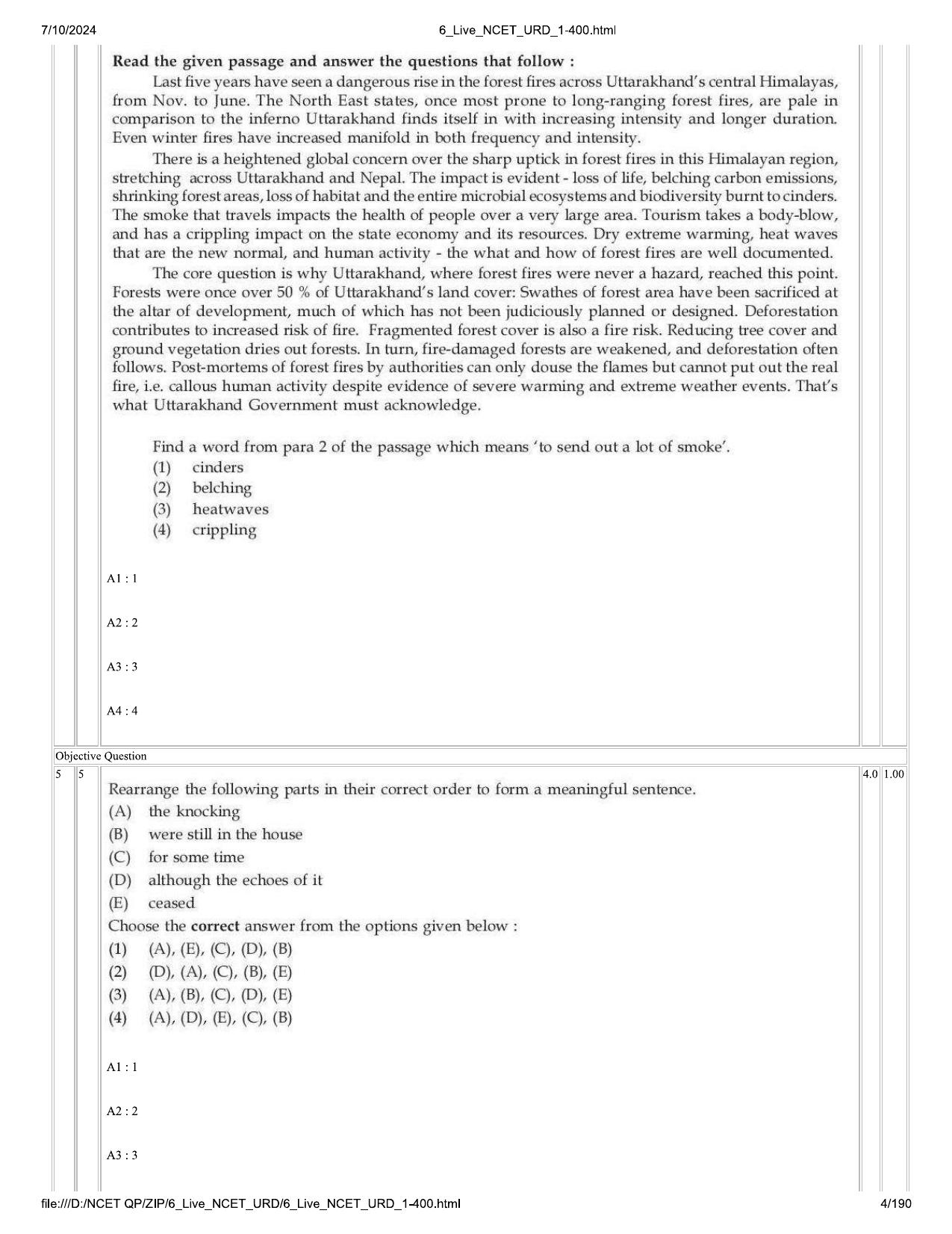NCET 2024 Question Paper (Q 1-400) - Page 4
