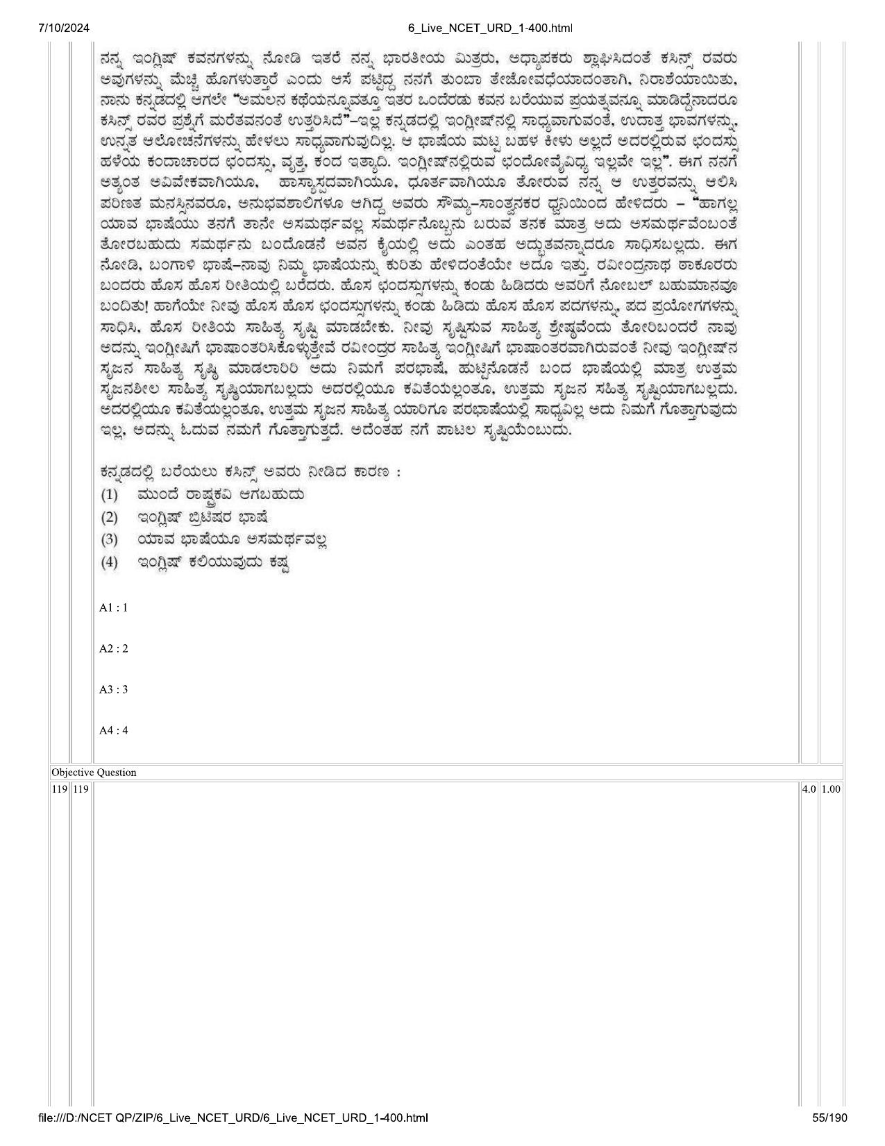 NCET 2024 Question Paper (Q 1-400) - Page 55