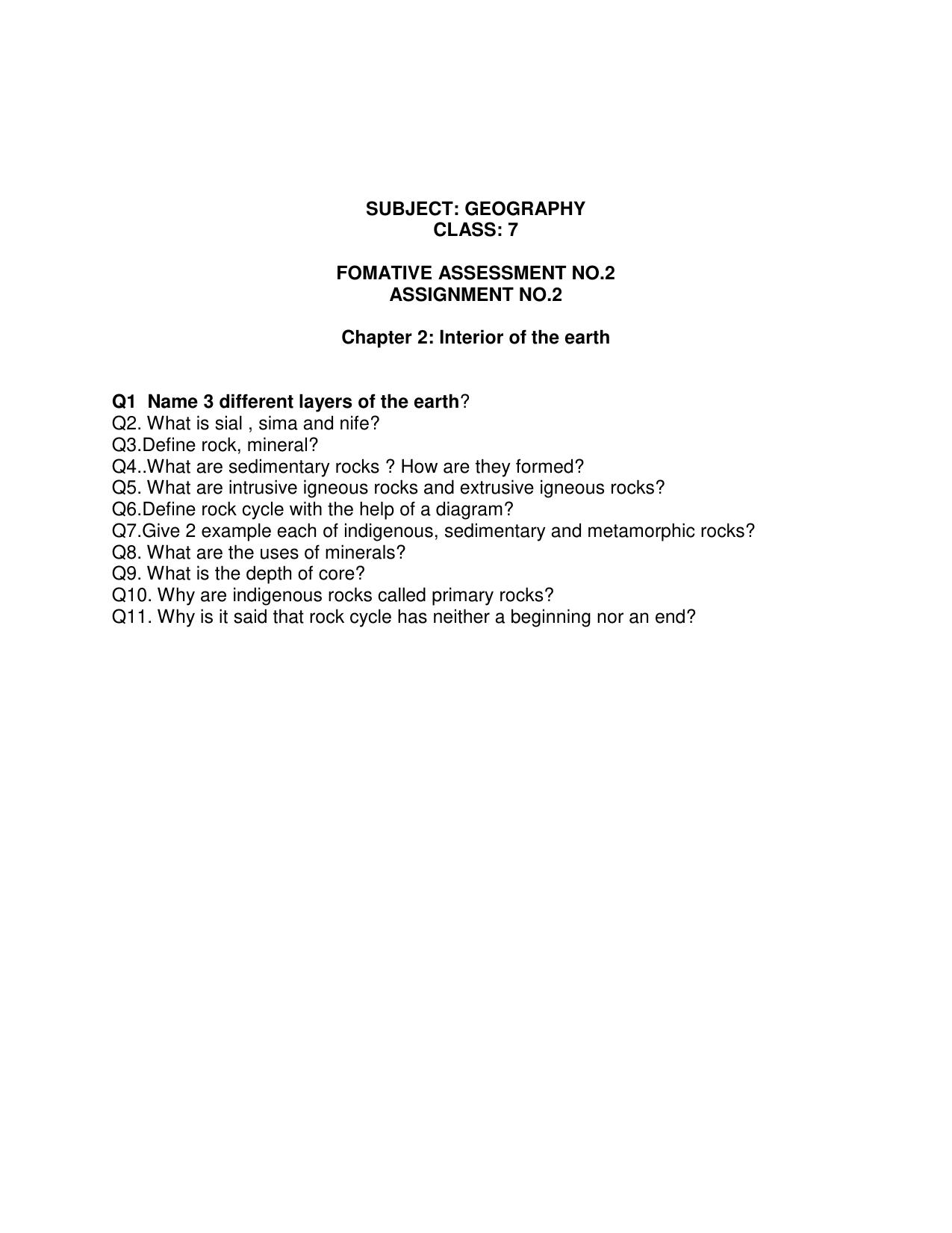 CBSE Worksheets for Class 7 Geography Assignment 10 - Page 1